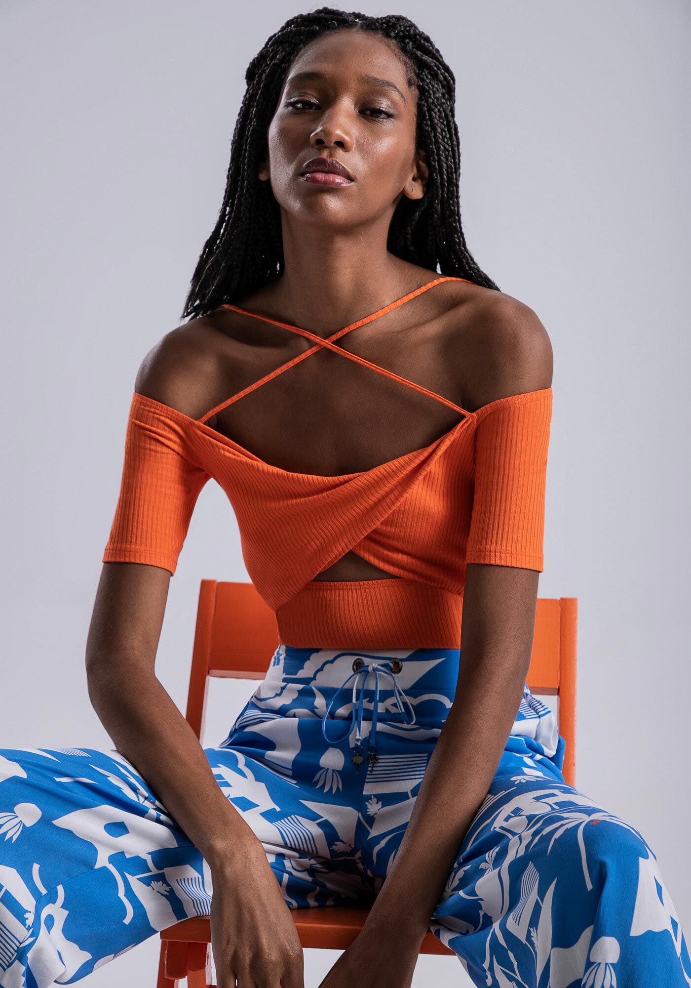 Body Canelado com Transpasse e Tiras, , large.