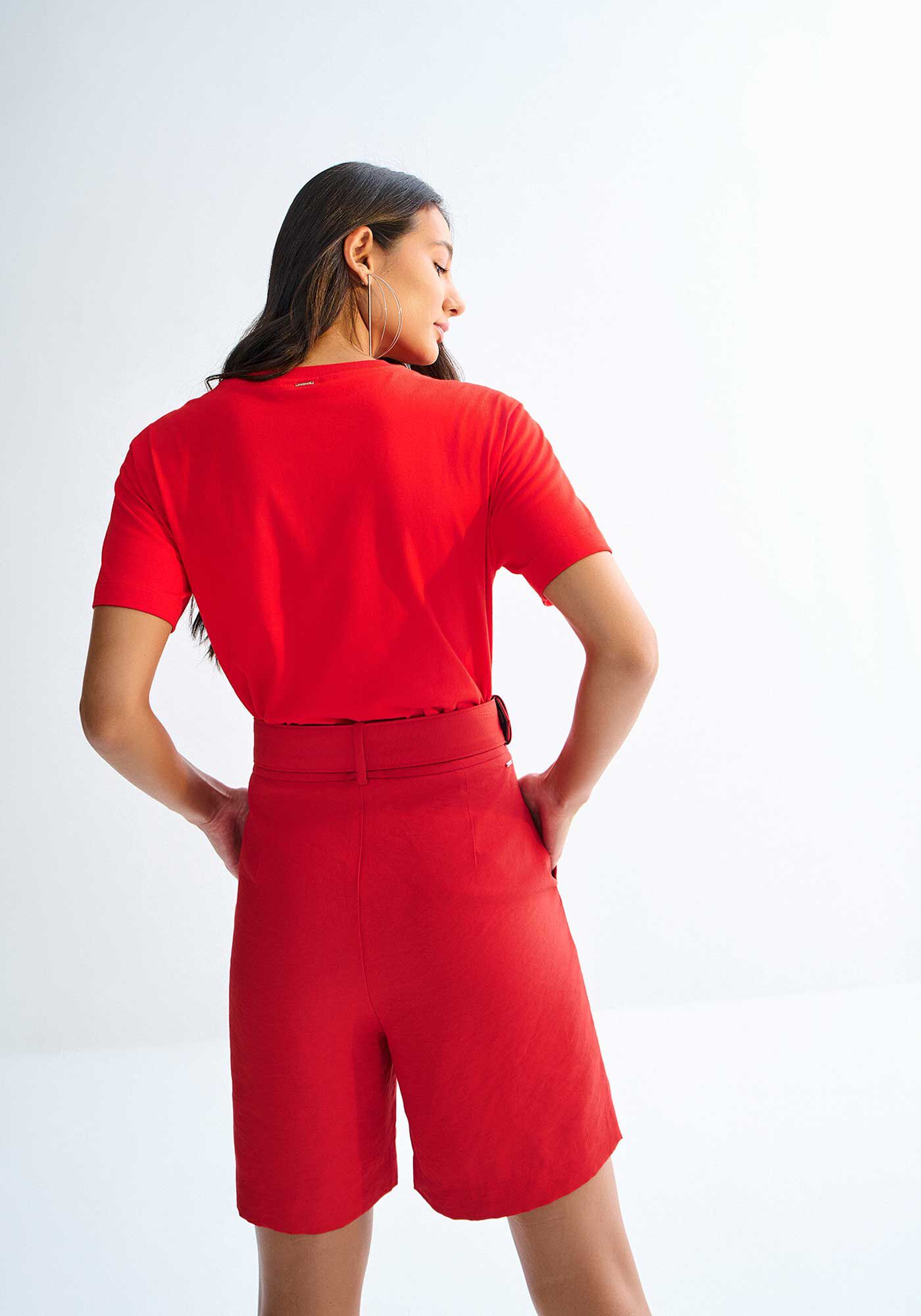 T-shirt em Malha Prime com Strass Liner, VERMELHO REDDISH, large.