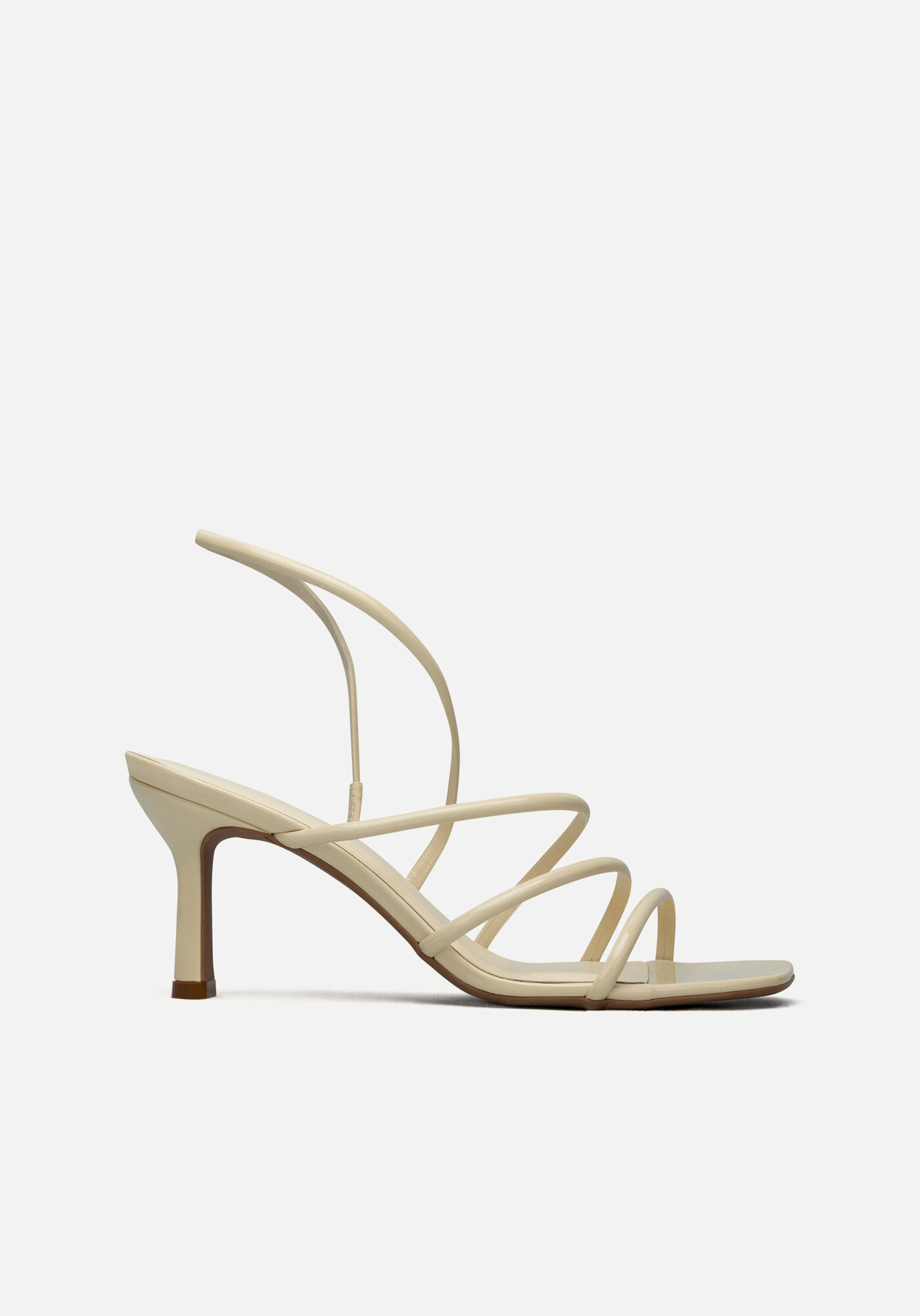 Sand&aacute;lia De Tiras Com Frente Quadrada E Salto M&eacute;dio, BEGE BISCUIT, large.