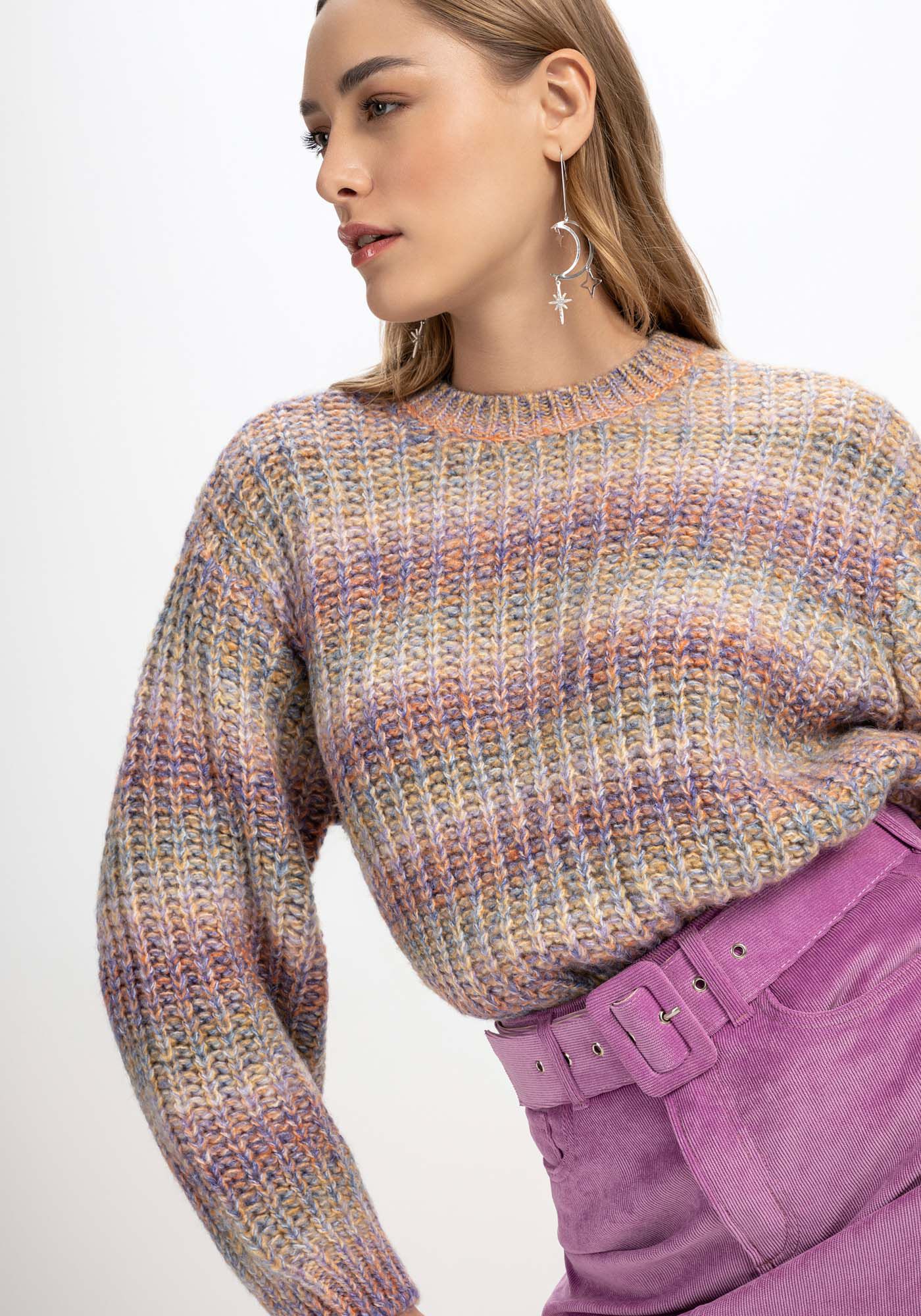 Blus&atilde;o Manga Longa em Tric&ocirc; Color, , large.