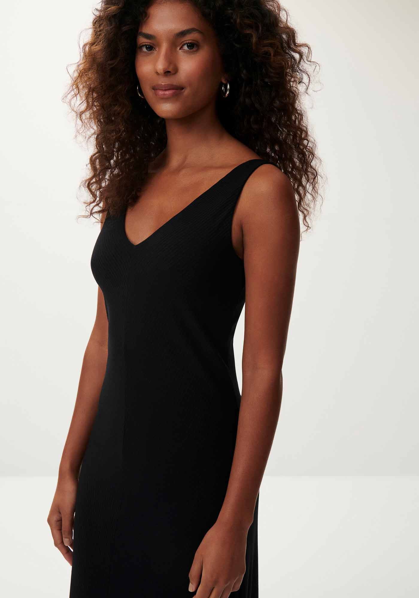 Vestido Midi Canelado com Fenda, , large.