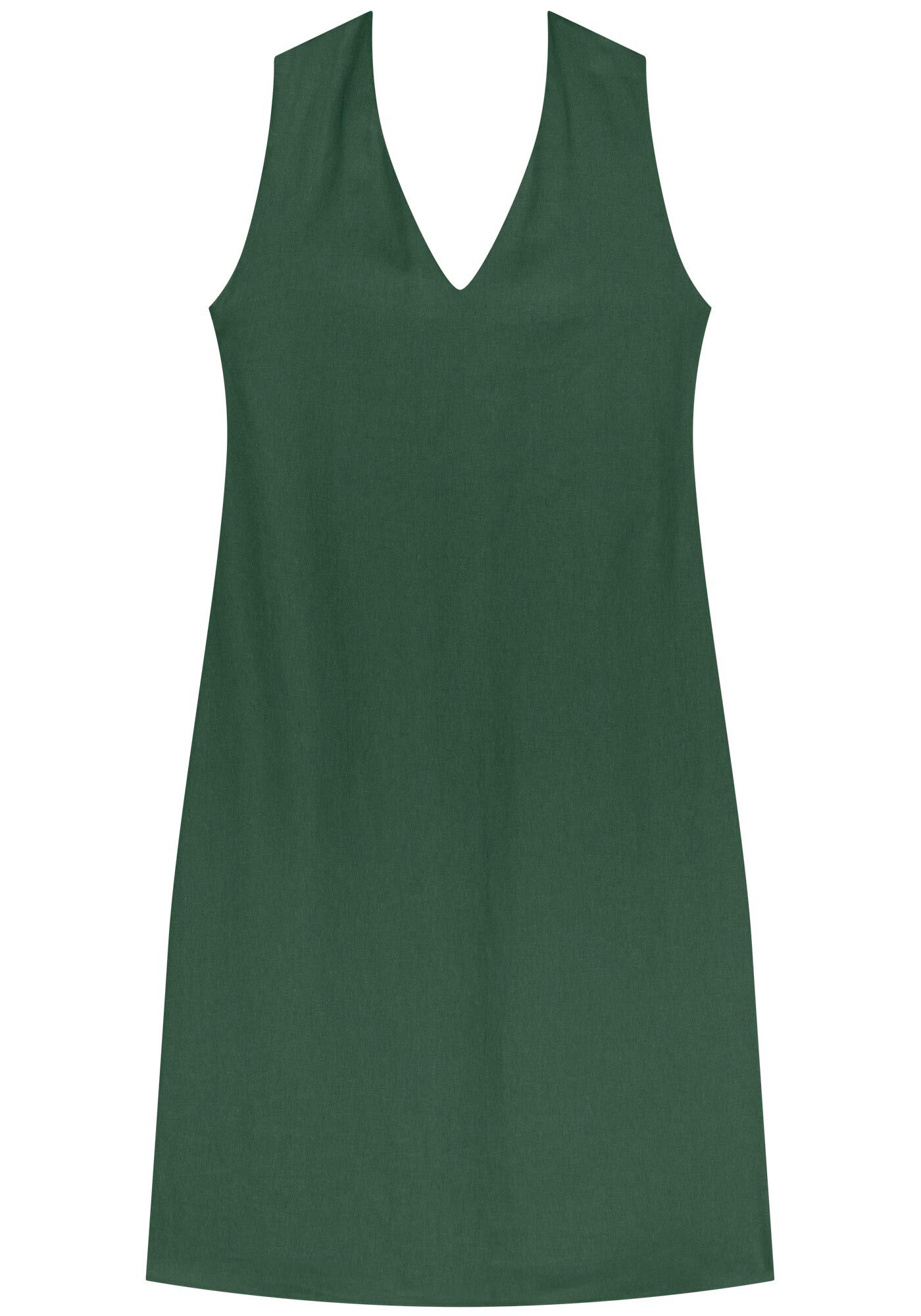 Vestido Midi Com Decote V Em Linho E Viscose, , large.