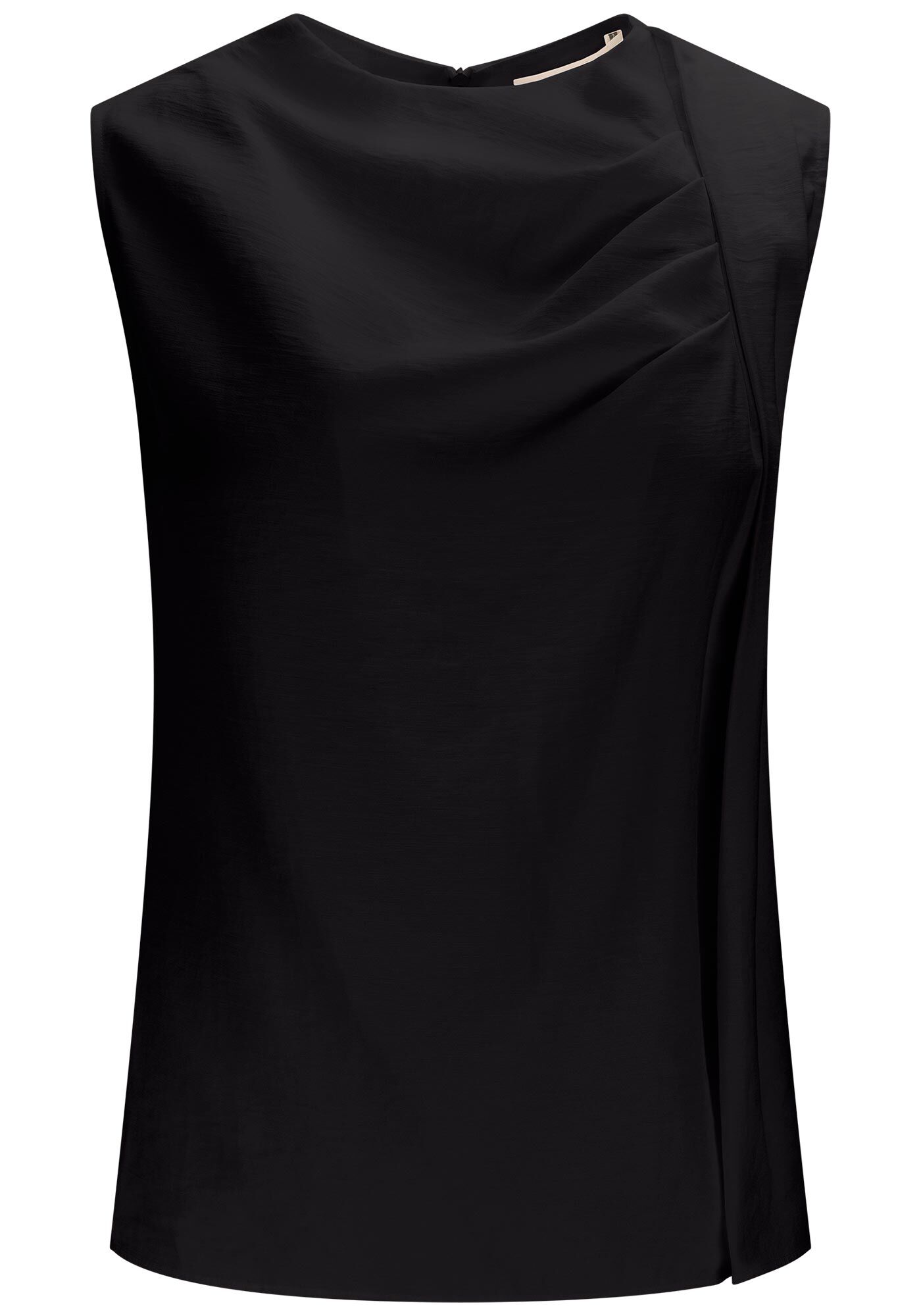 Blusa em Algod&atilde;o com Pregas Assim&eacute;tricas, PRETO REATIVO, large.