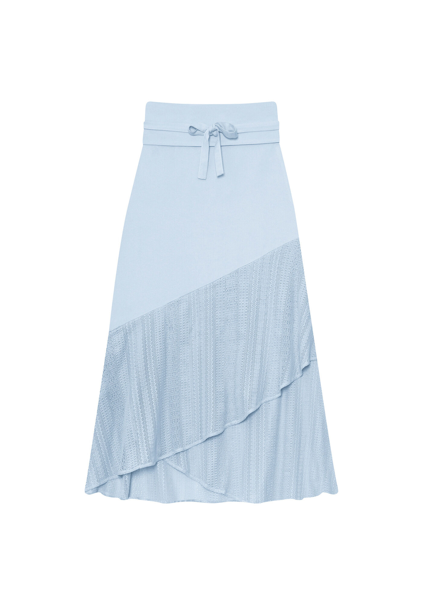 Saia M&iacute;di Babados Renda Cinto, , large.