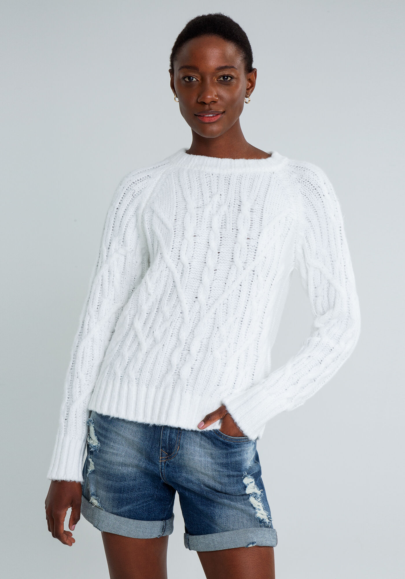 Blus&atilde;o Manga Longa Tric&ocirc;, BRANCO OFF WHITE, large.