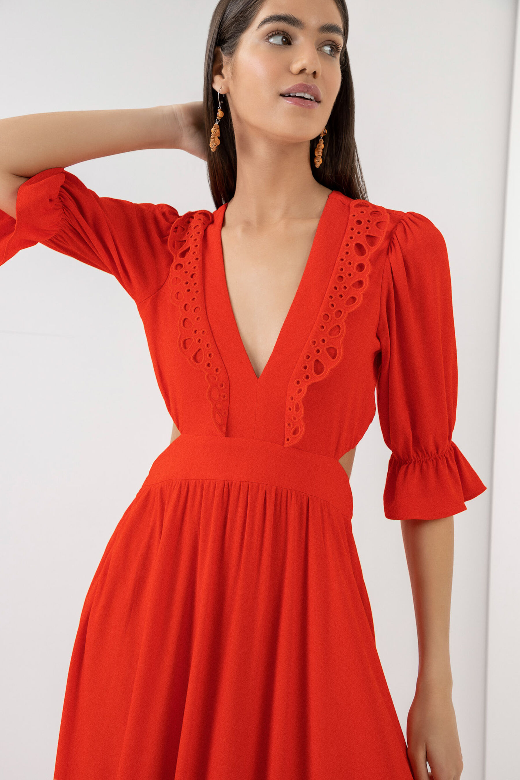 Vestido Midi em Crepe com Recorte Costas, . Vestido Midi em Crepe com Recorte Costas, , large.