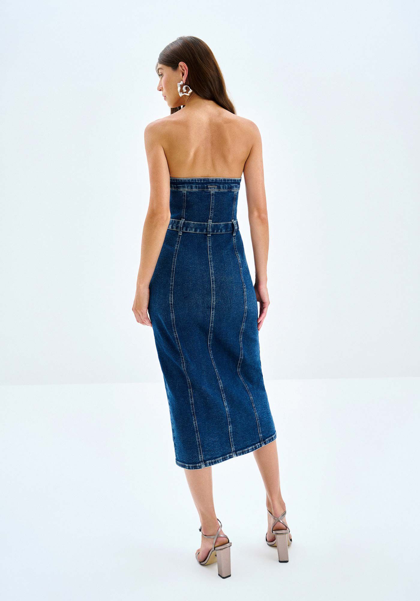 Vestido Jeans Midi Tomara que Caia com Cinto, , large.