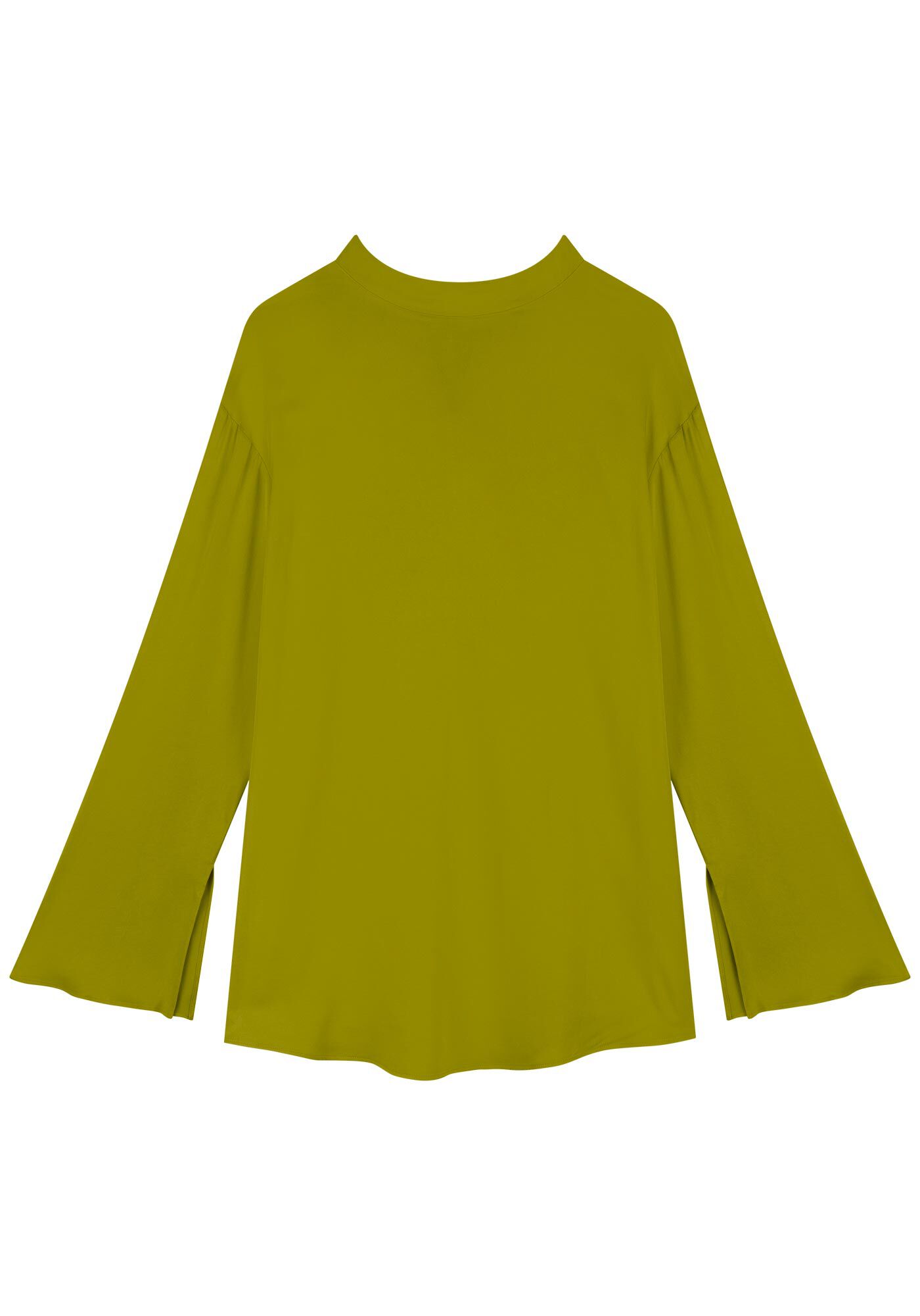 Blusa Alongada De Mangas Com Gola Alta E Amarra&ccedil;&atilde;o, VERDE NEW SOFT, large.