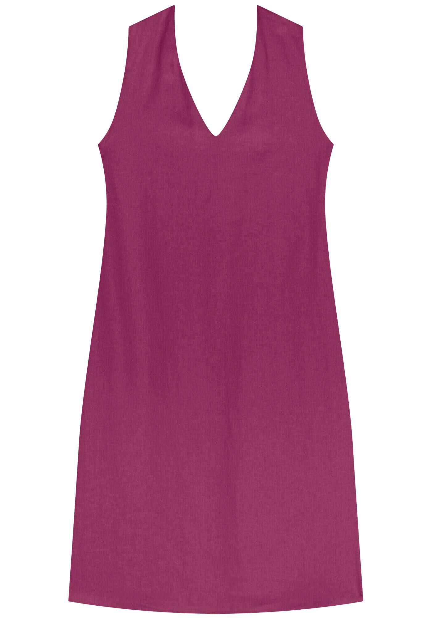 Vestido Midi Com Decote V Em Linho E Viscose, , large.