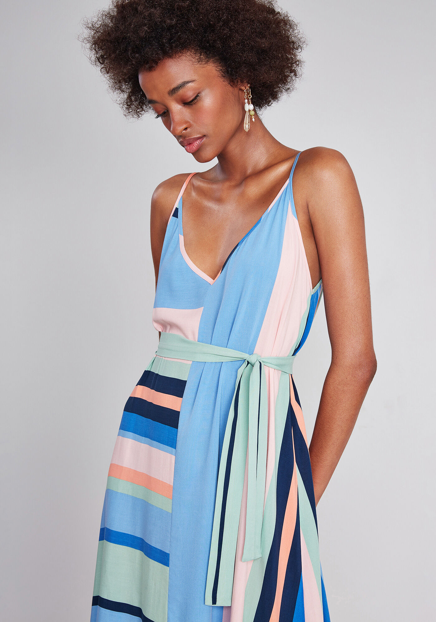 Vestido M&iacute;di Assim&eacute;trico Cinto, , large.