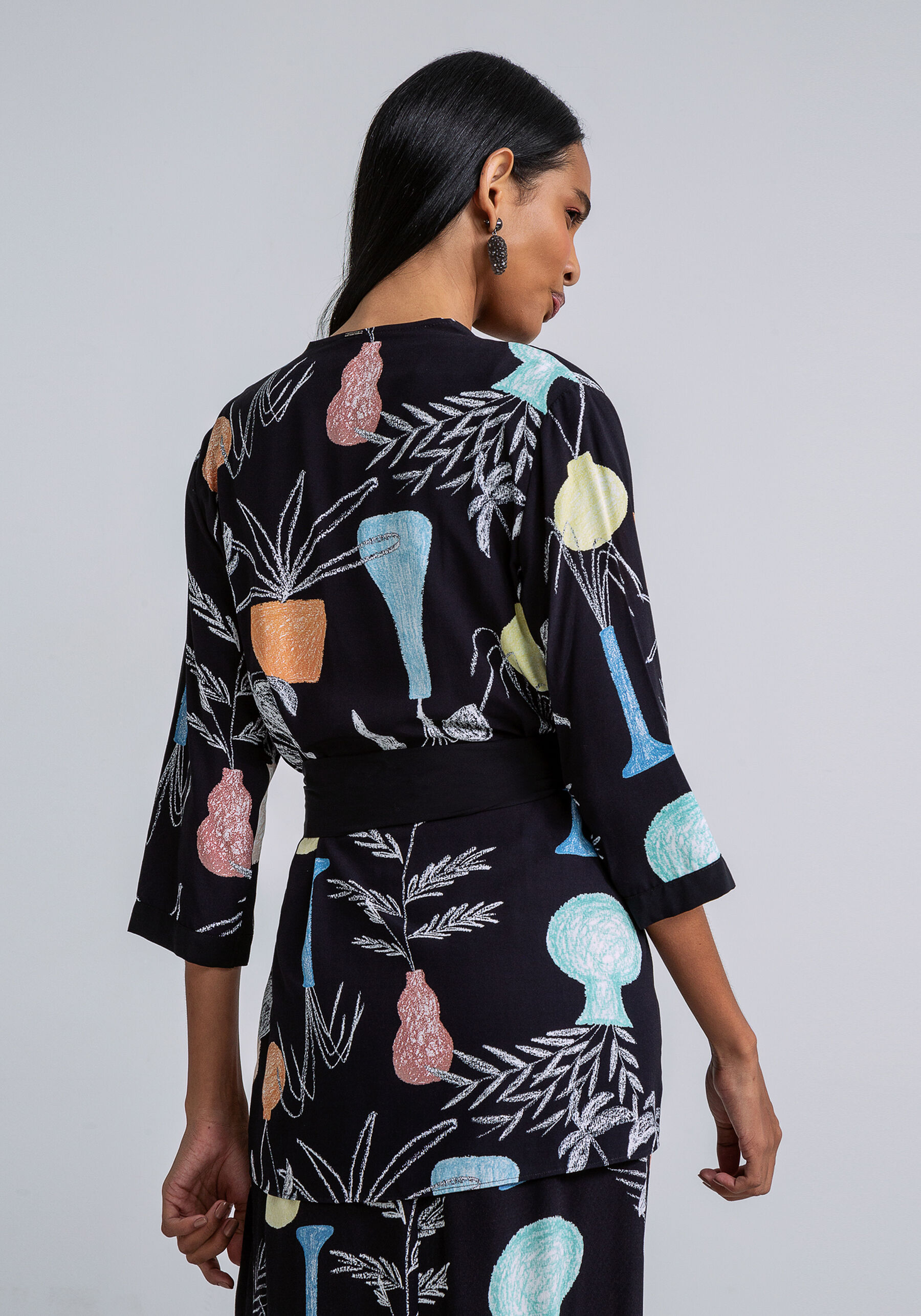 Blusa Kimono com Faixa Estampa, EXPRESSAO. Blusa Kimono com Faixa Estampa, EXPRESSAO, large.