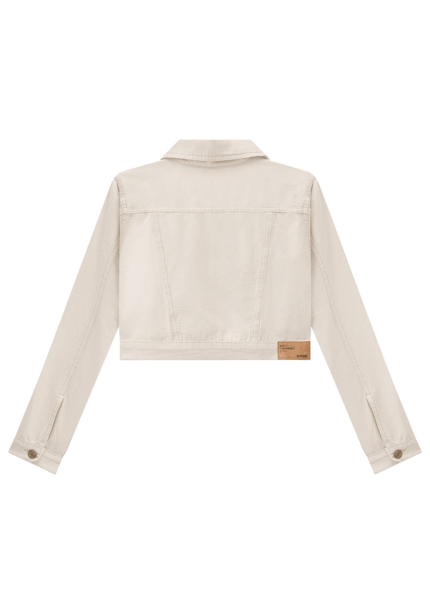 Jaqueta Sarja Cropped, BEGE MARFIM, large.
