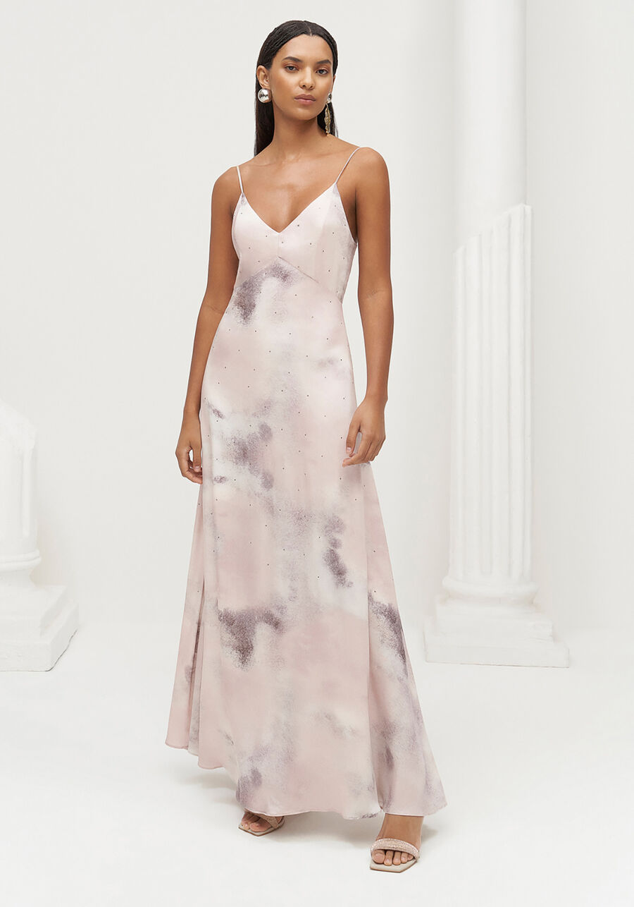 Vestido Longo Estampado com Strass, INK. Vestido Longo Estampado com Strass, INK, large.