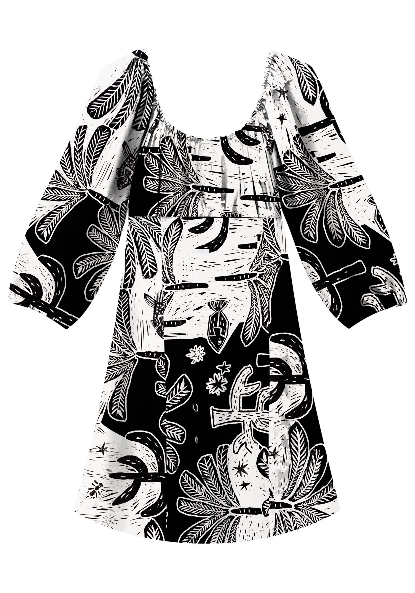 Vestido Manga 3/4 Amarra&ccedil;&atilde;o e Decote, , large.