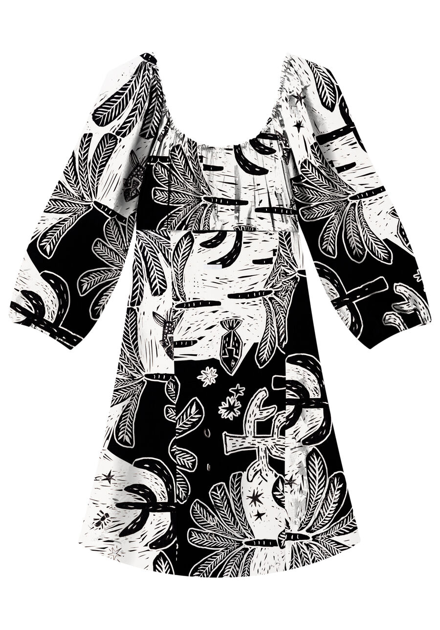 Vestido Manga 3/4 Amarração e Decote, . Vestido Manga 3/4 Amarração e Decote, , large.