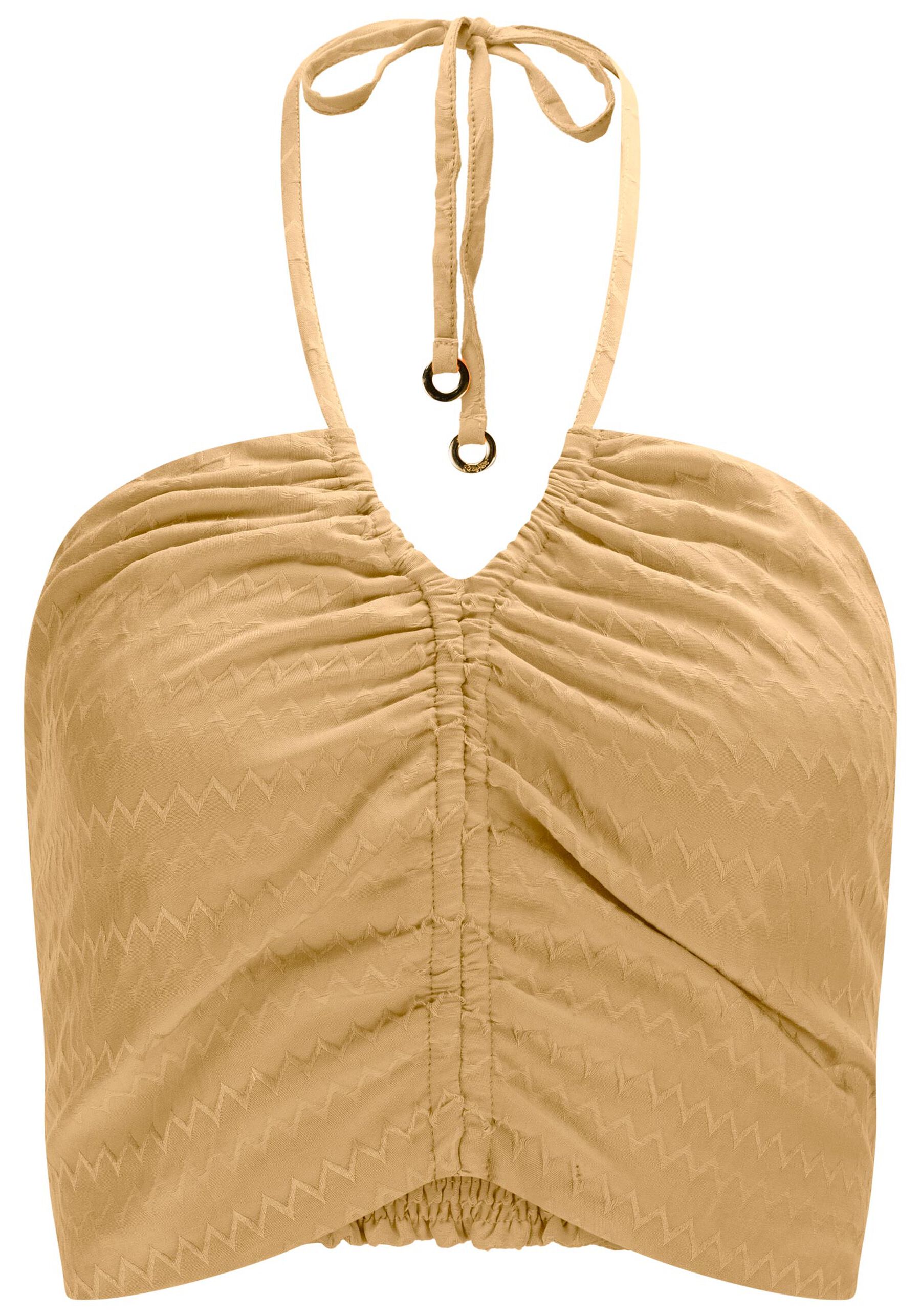Blusa Cropped Frente Única com Franzido, BEGE BIRCH. Blusa Cropped Frente Única com Franzido, BEGE BIRCH, large.