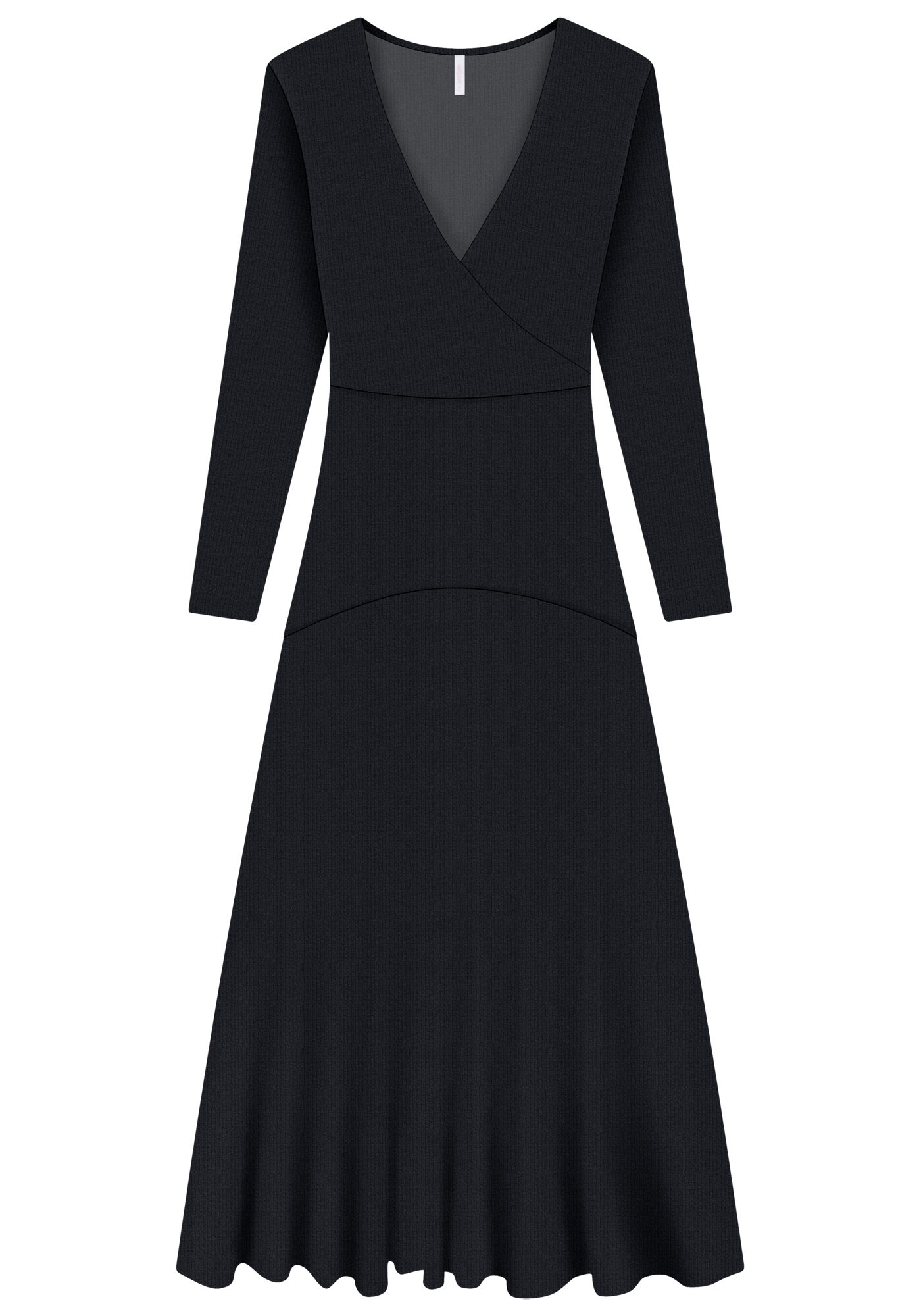 Vestido Midi Canelado Estampado, PRETO REATIVO, large.