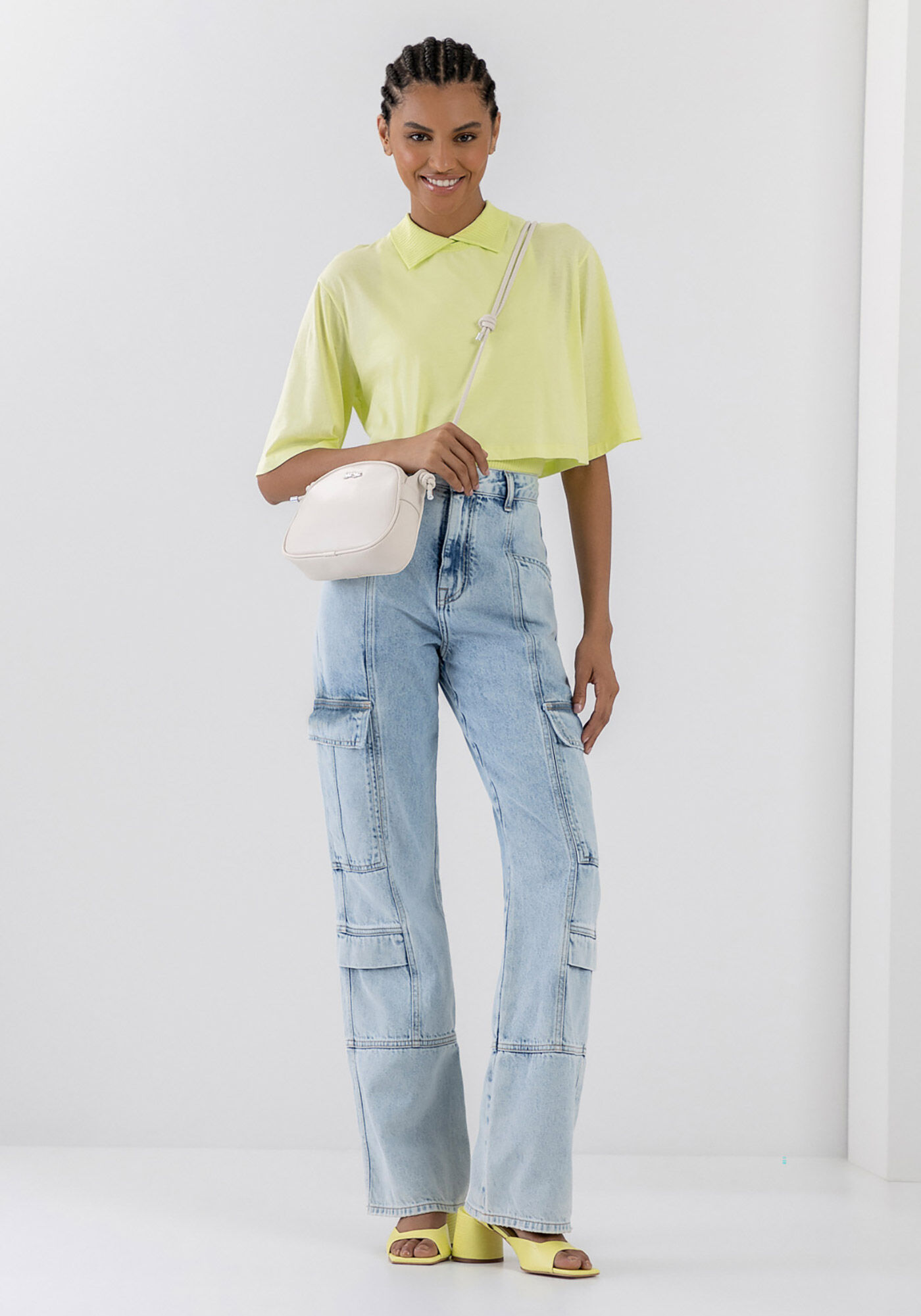 T-shirt Oversized com Regata Polo Canelada, AMARELO PINA COLADA, large.