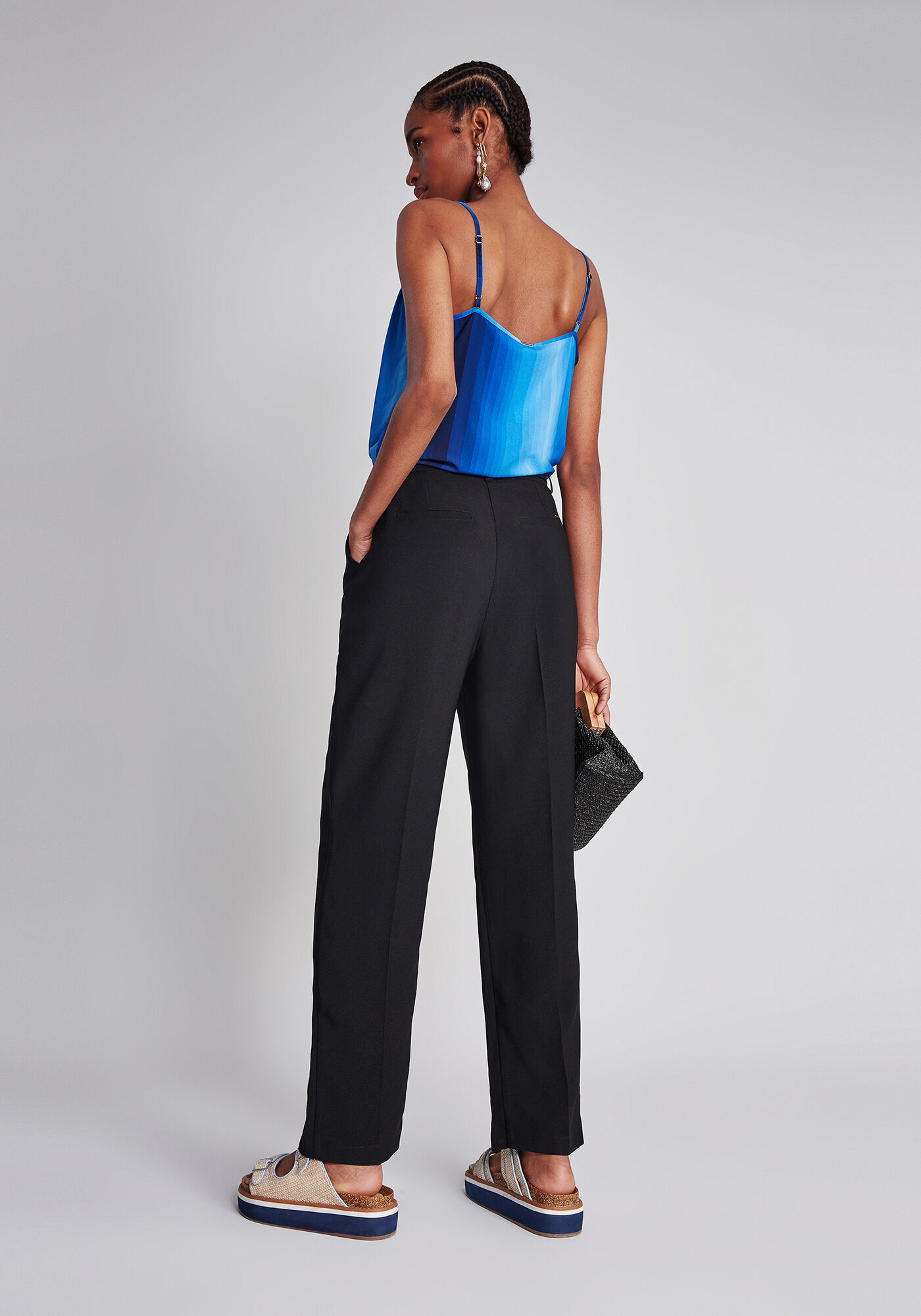 Cal&ccedil;a Cintura Alta com Cinto, PRETO, large.