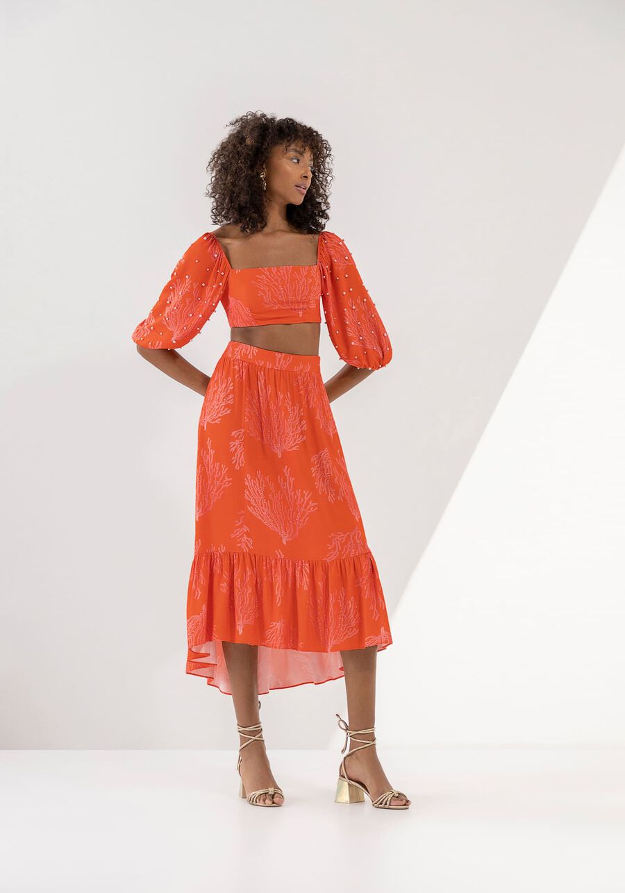 Saia Midi Mullet em Viscose com Babado, . Saia Midi Mullet em Viscose com Babado, , large.