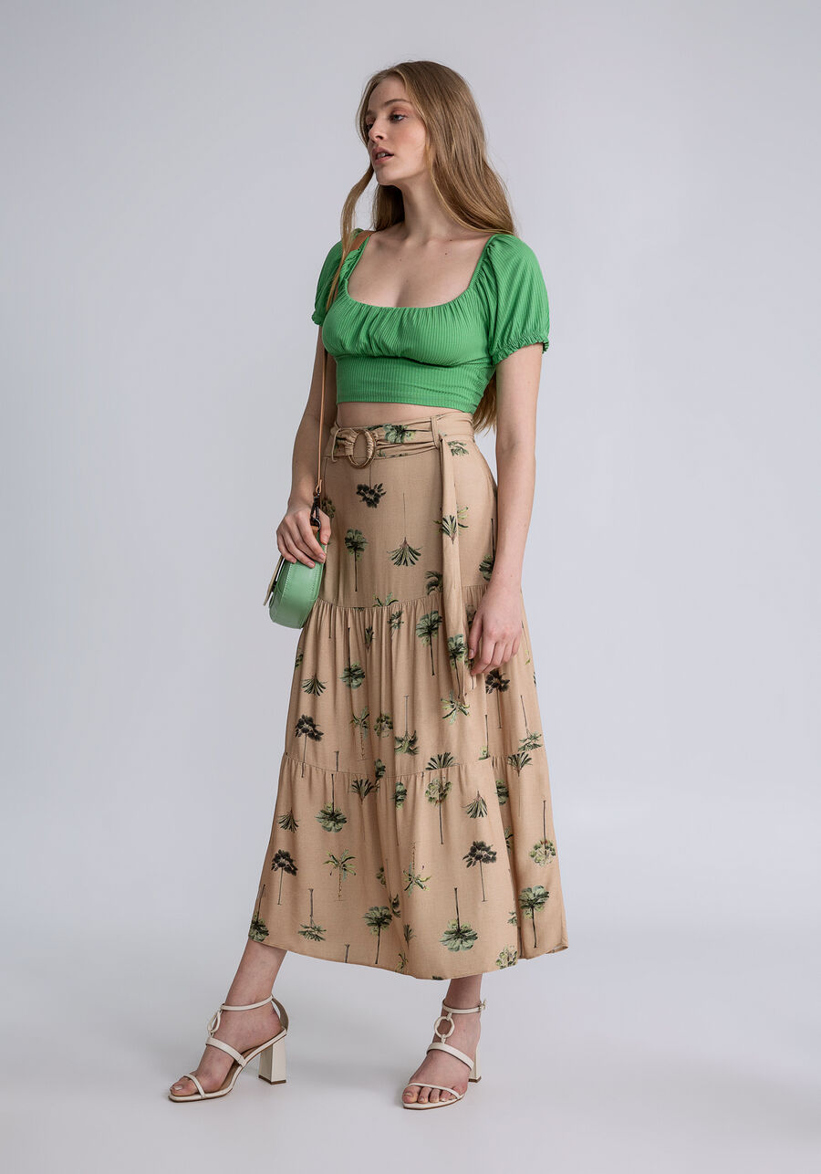 Blusa Cropped Franzido Busto, VERDE. Blusa Cropped Franzido Busto, VERDE, large.