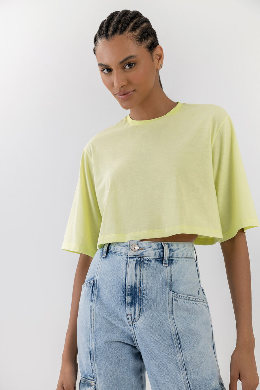 T-shirt Oversized com Regata Polo Canelada, AMARELO PINA COLADA. T-shirt Oversized com Regata Polo Canelada, AMARELO PINA COLADA, large.