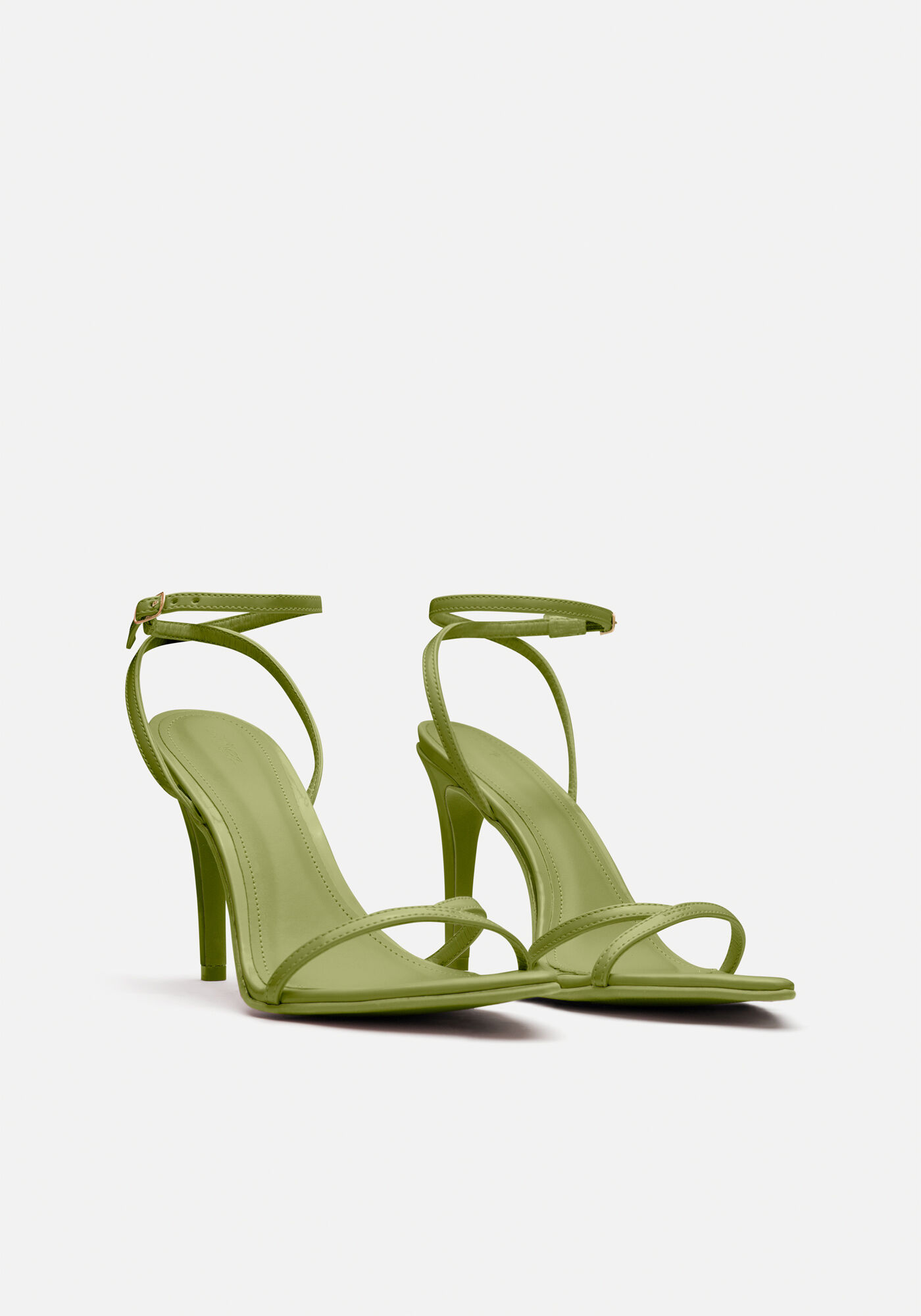Sand&aacute;lia De Tiras Com Salto Alto Fino, VERDE ABACATE, large.