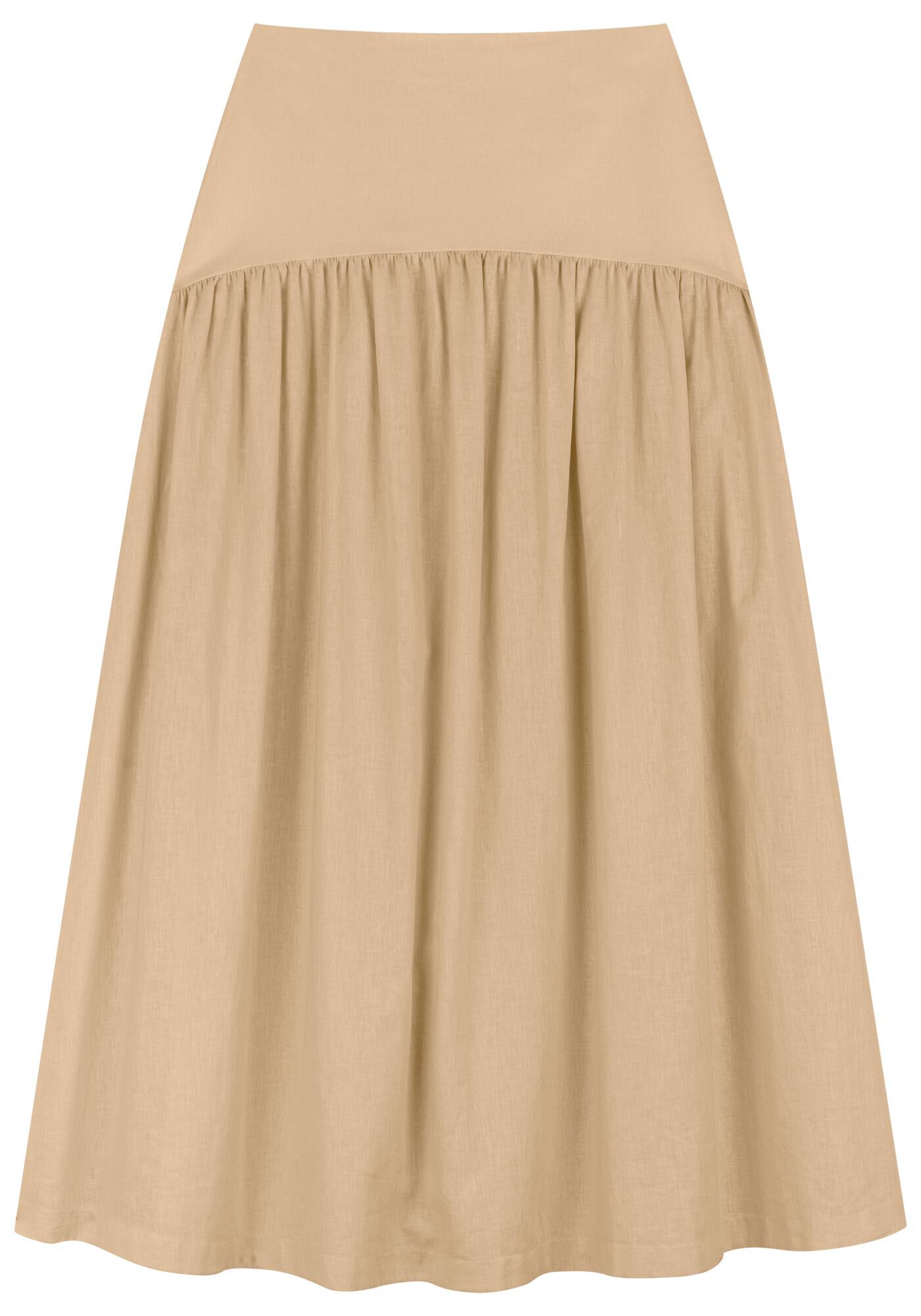Saia Longa Com Cintura M&eacute;dia Em Algod&atilde;o E Linho, , large.