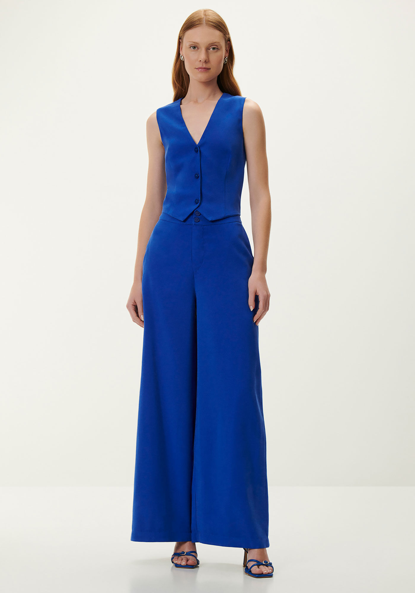 Colete Cropped Alfaiataria com Bot&otilde;es, AZUL AZULON, large.