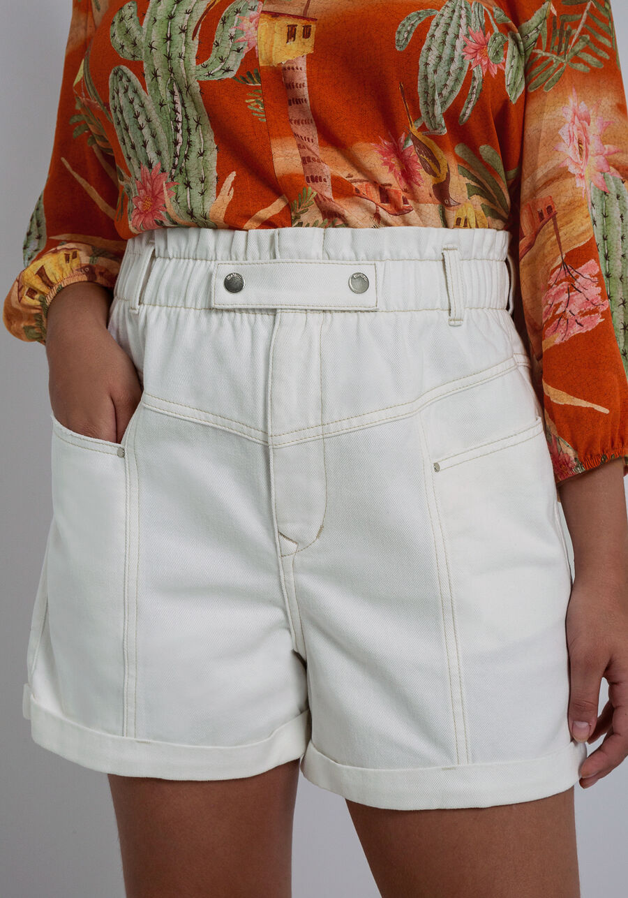 Shorts Sarja Hot Pant Clochard Califórnia, BRANCO OFF WHITE, large.