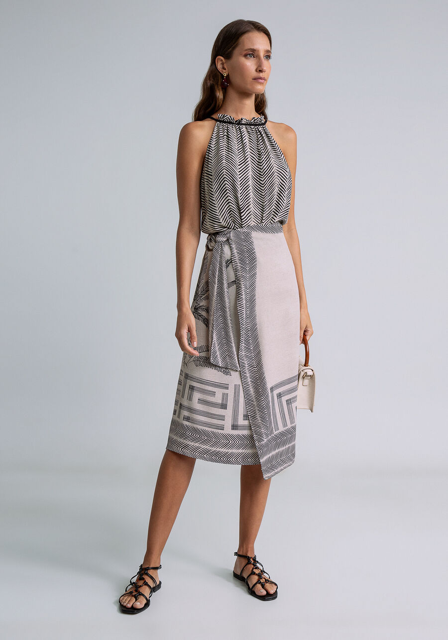 Saia Midi Transpassada Estampa, . Saia Midi Transpassada Estampa, , large.