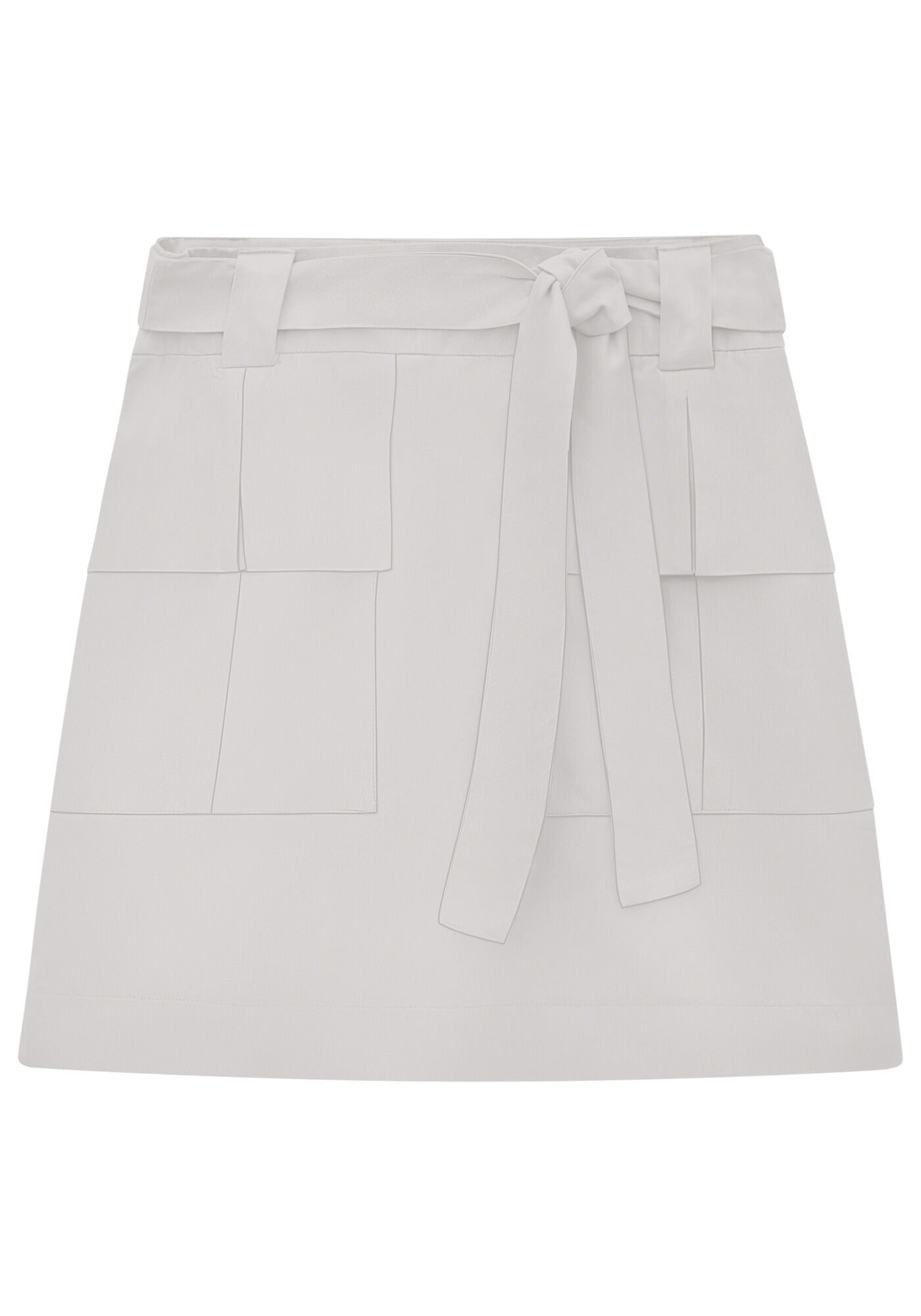 Saia Curta em Tecido Velurd com Bolsos e Cinto, , large.