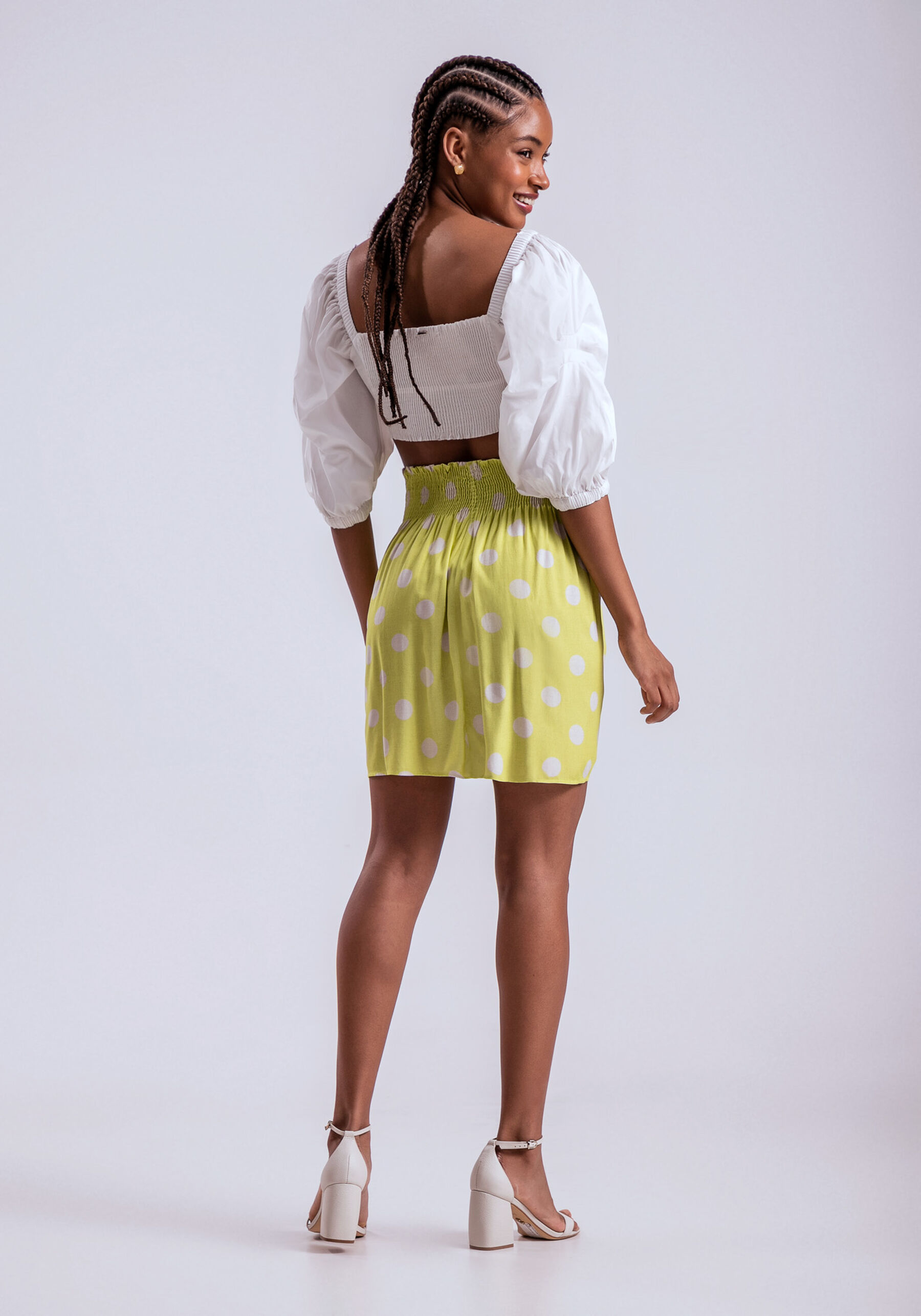 Saia Godê Estampada com Cintura Média, . Saia Godê Estampada com Cintura Média, , large.