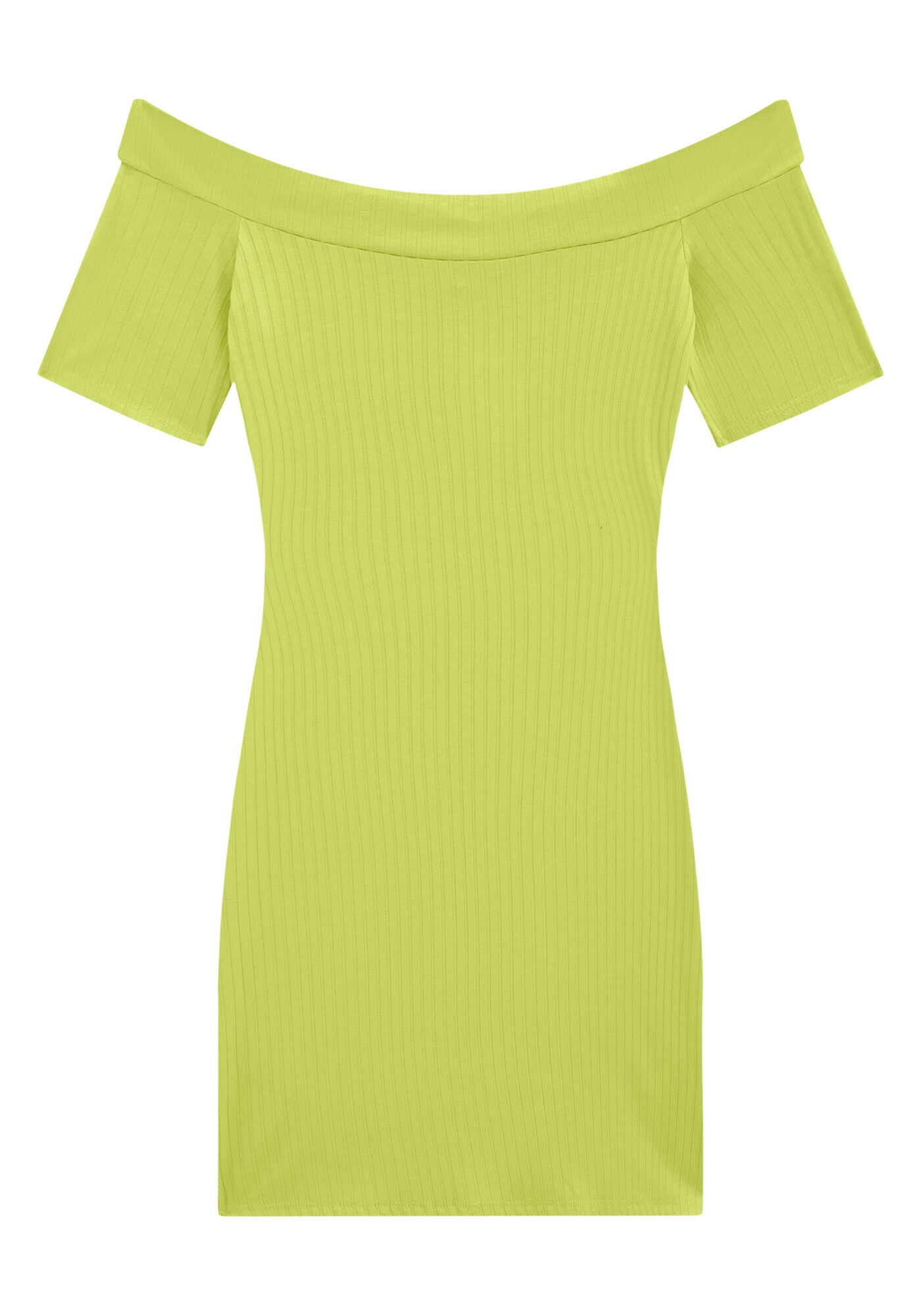 Vestido Curto Canelado Ombro a Ombro, , large.