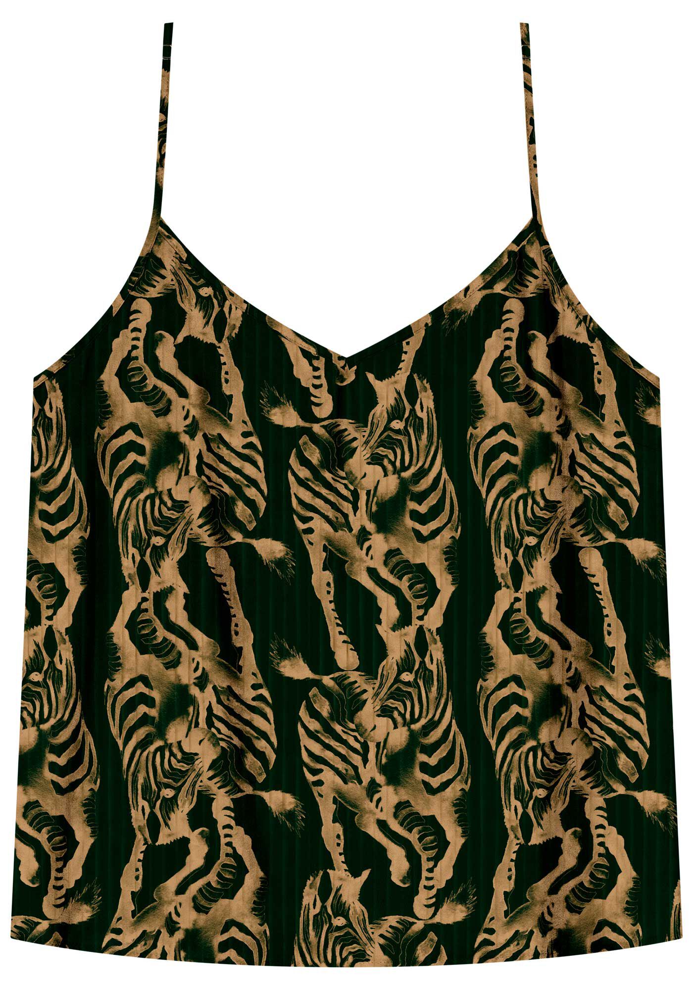 Blusa Regata Estampada De Al&ccedil;as Com Decote V Em Viscose, , large.