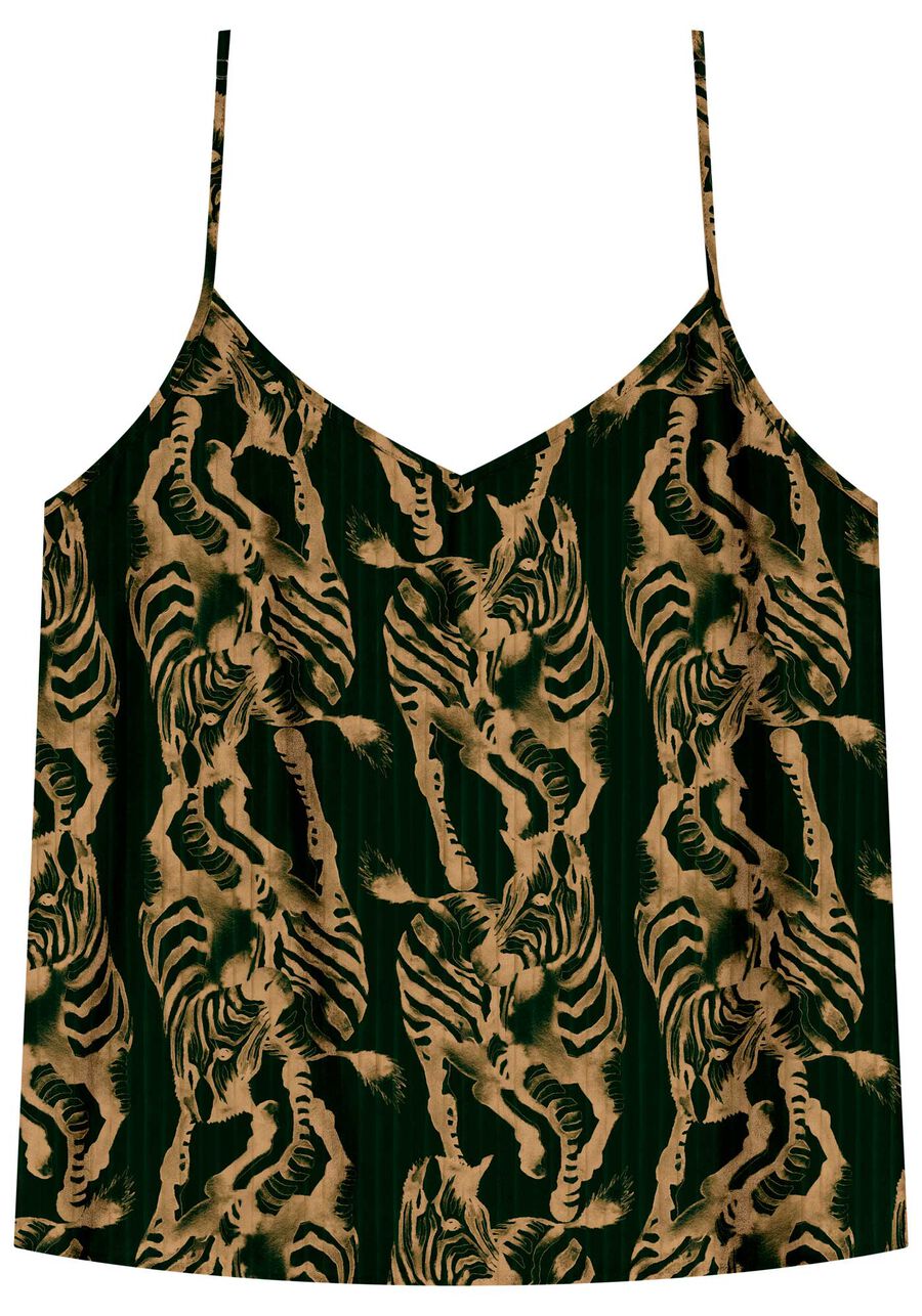 Blusa Regata Estampada De Alças Com Decote V Em Viscose, . Blusa Regata Estampada De Alças Com Decote V Em Viscose, , large.