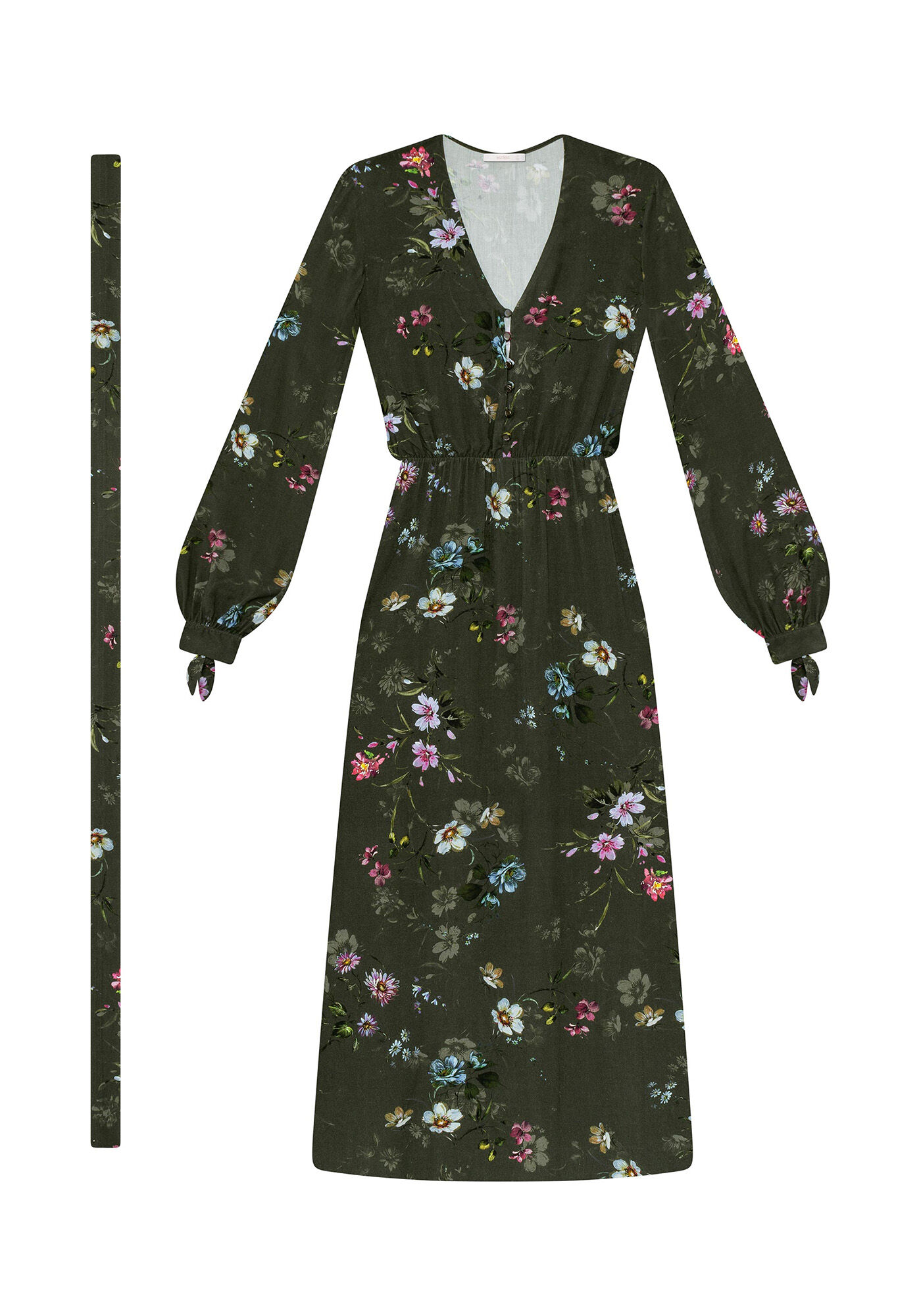 Vestido Longo com Cinto Estampa, , large.