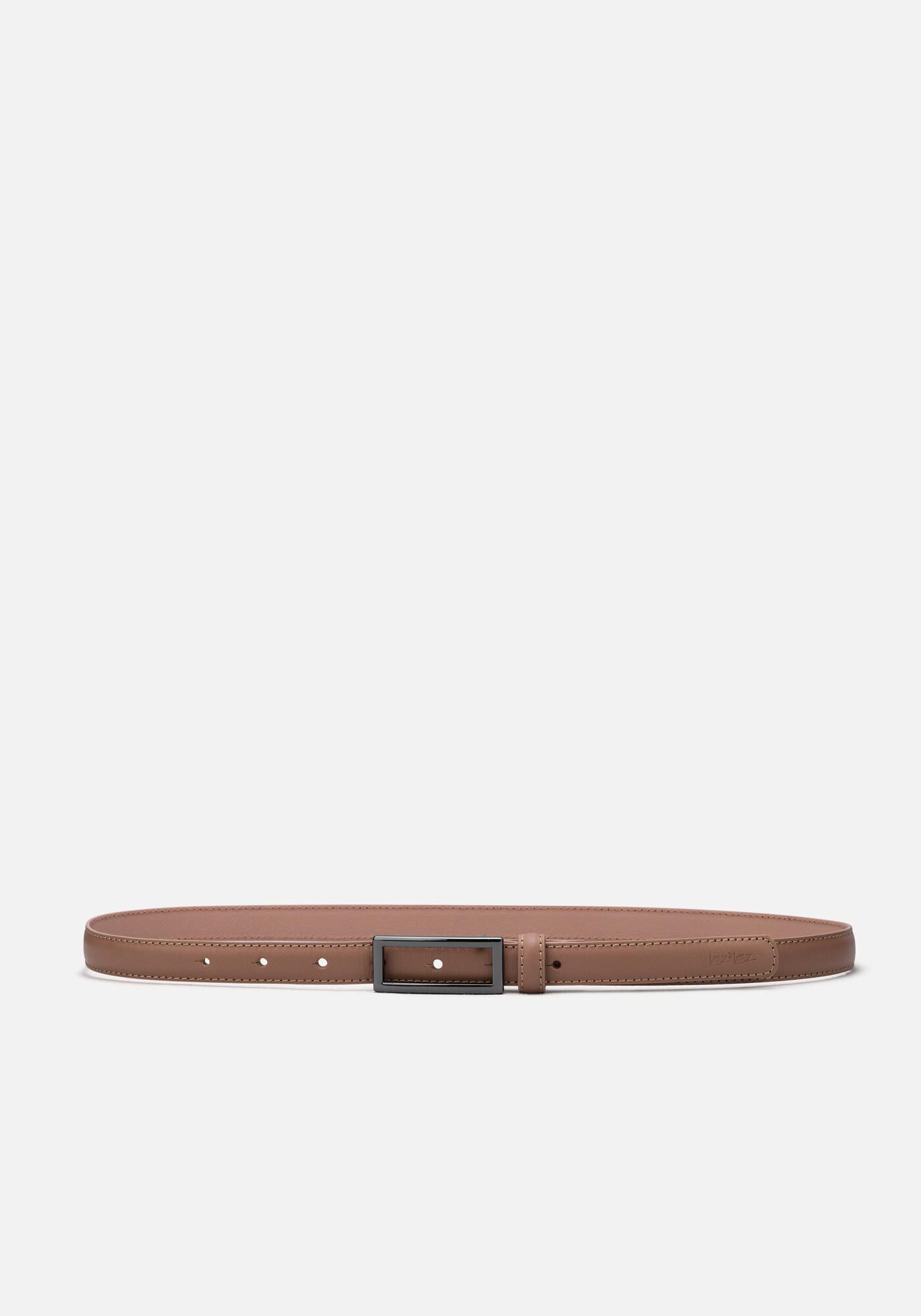 Cinto Fino De Quadril Em Couro Com Fivela Retangular, BEGE ZEFIRO, large.