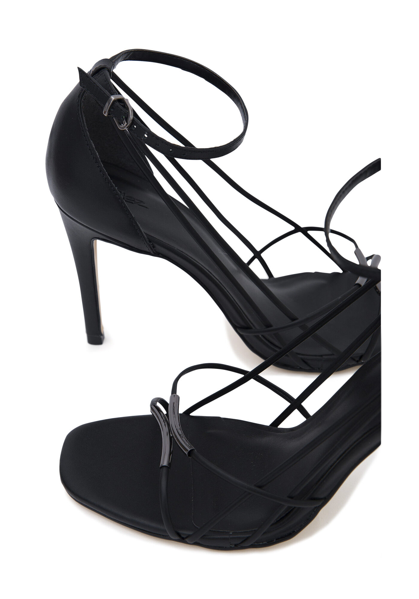 Sand&aacute;lia Salto Fino em Couro com Tiras, , large.