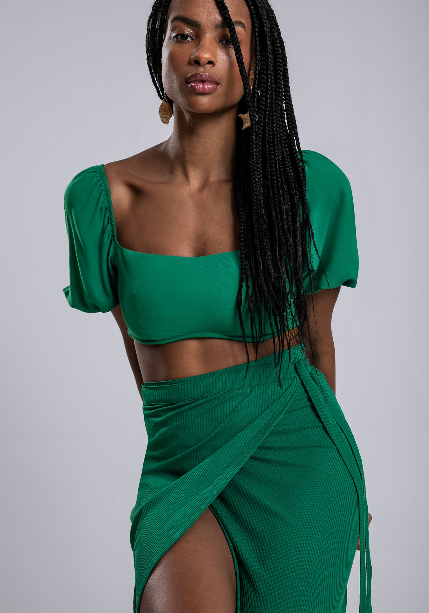 Saia Midi Canelada Transpassada Cores, , large.