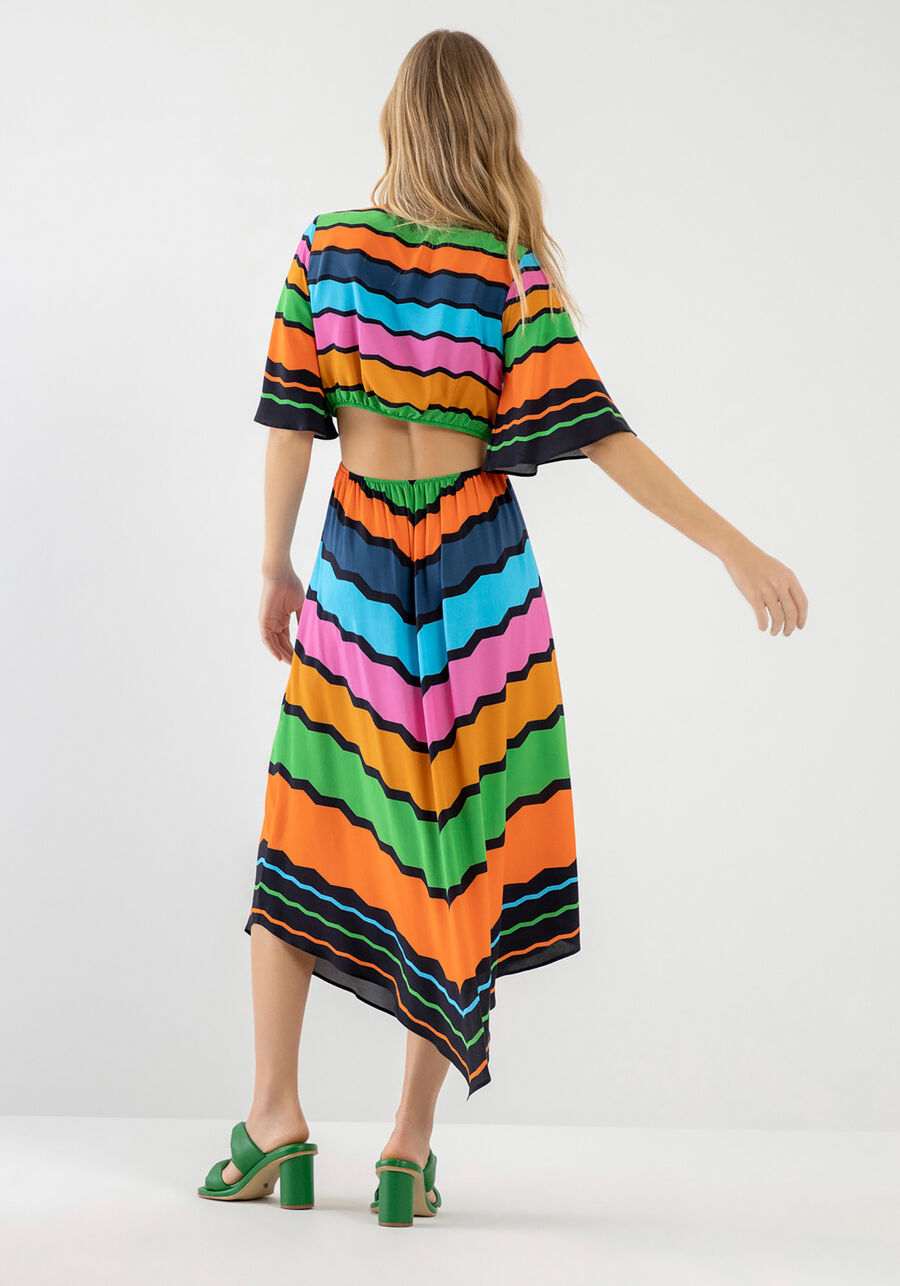 Vestido Midi Estampado com Cut Out, HORIZONTE. Vestido Midi Estampado com Cut Out, HORIZONTE, large.