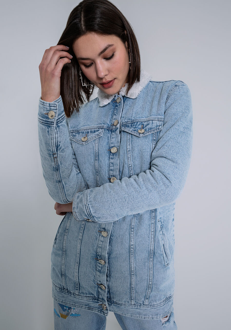 Jaqueta Jeans Boyfriend Forrada com Pelo, . Jaqueta Jeans Boyfriend Forrada com Pelo, , large.