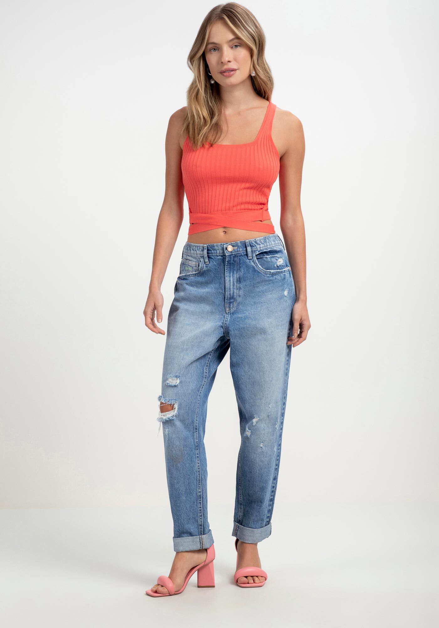 Blusa Cropped em Tric&ocirc; com Amarra&ccedil;&atilde;o Barra, , large.