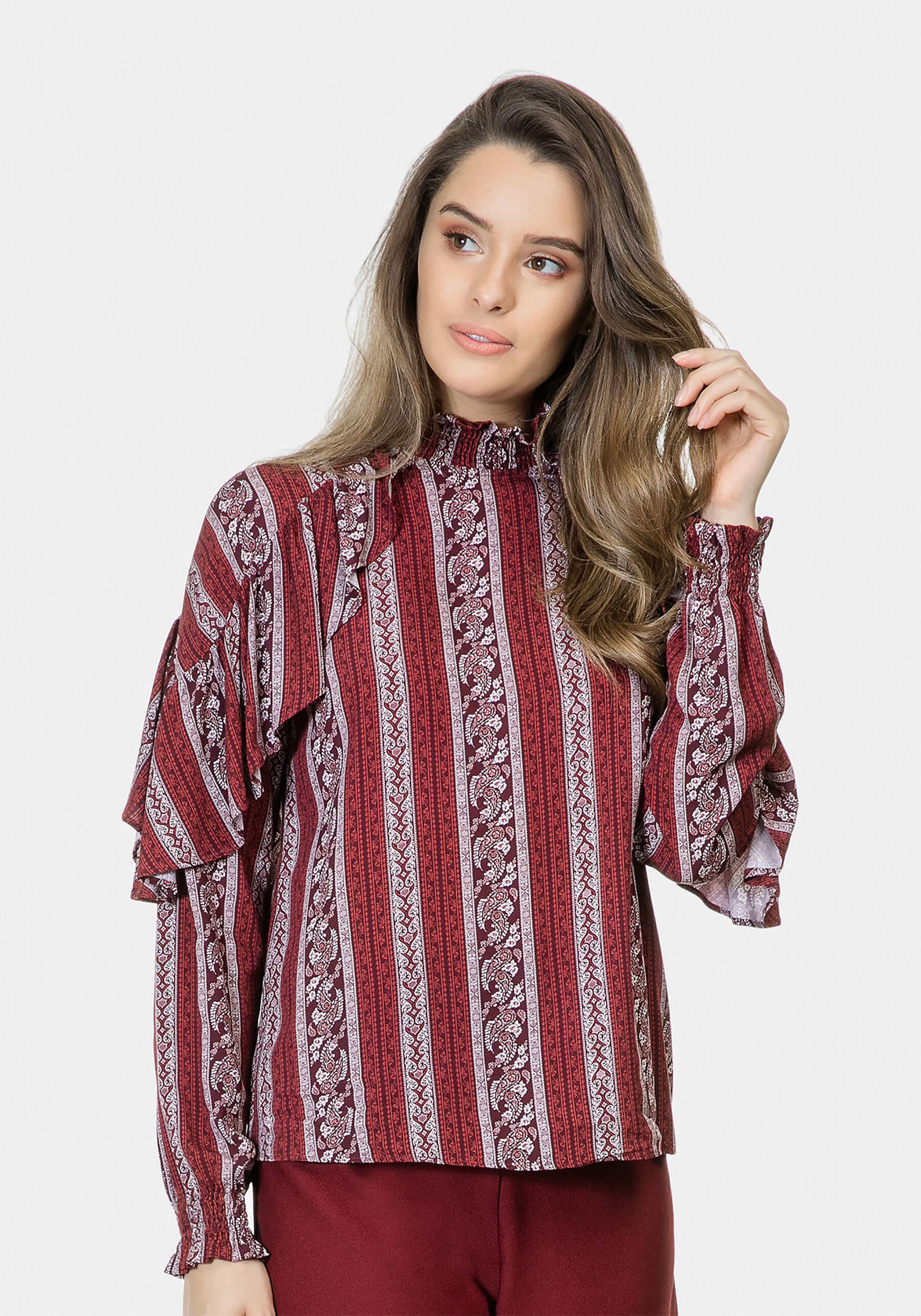 Blusa Gola Alta Estampada Tecido, . Blusa Gola Alta Estampada Tecido, , large.