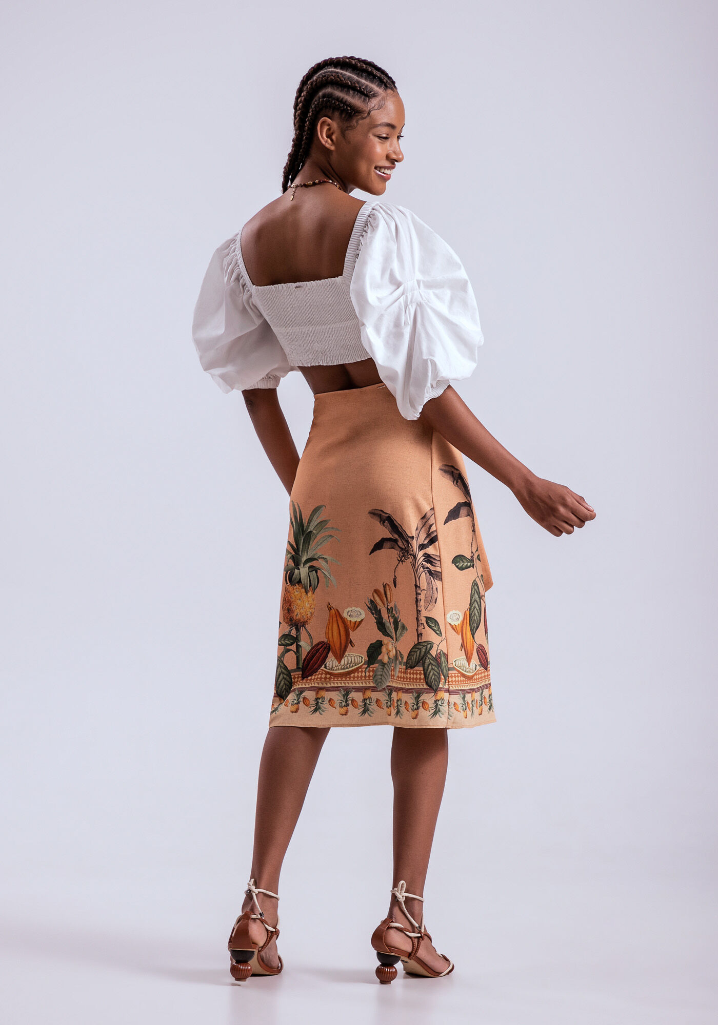 Saia Midi Transpassada Estampada, , large.