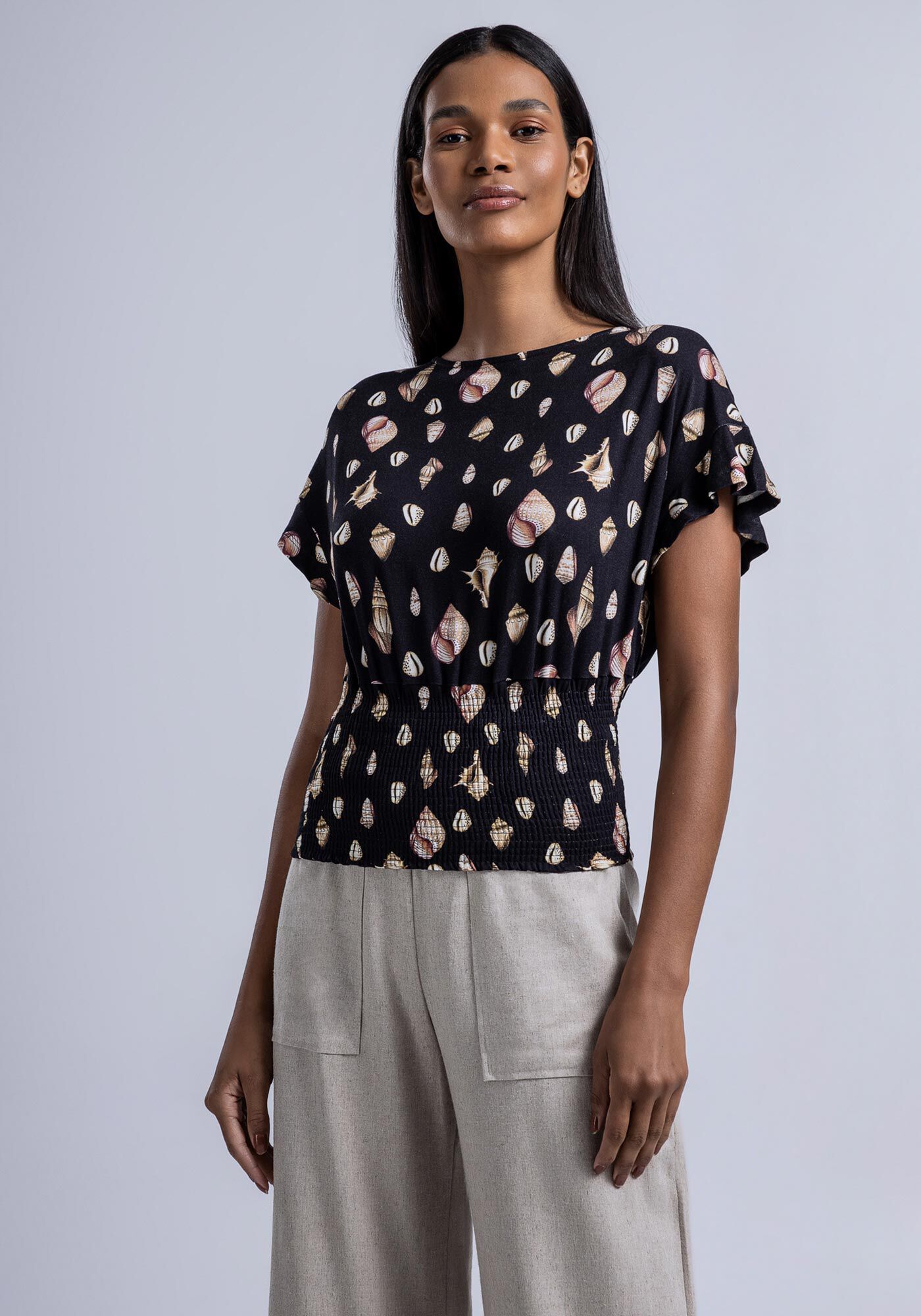 Blusa Estampada em Malha MVS com Lastex Barra, , large.