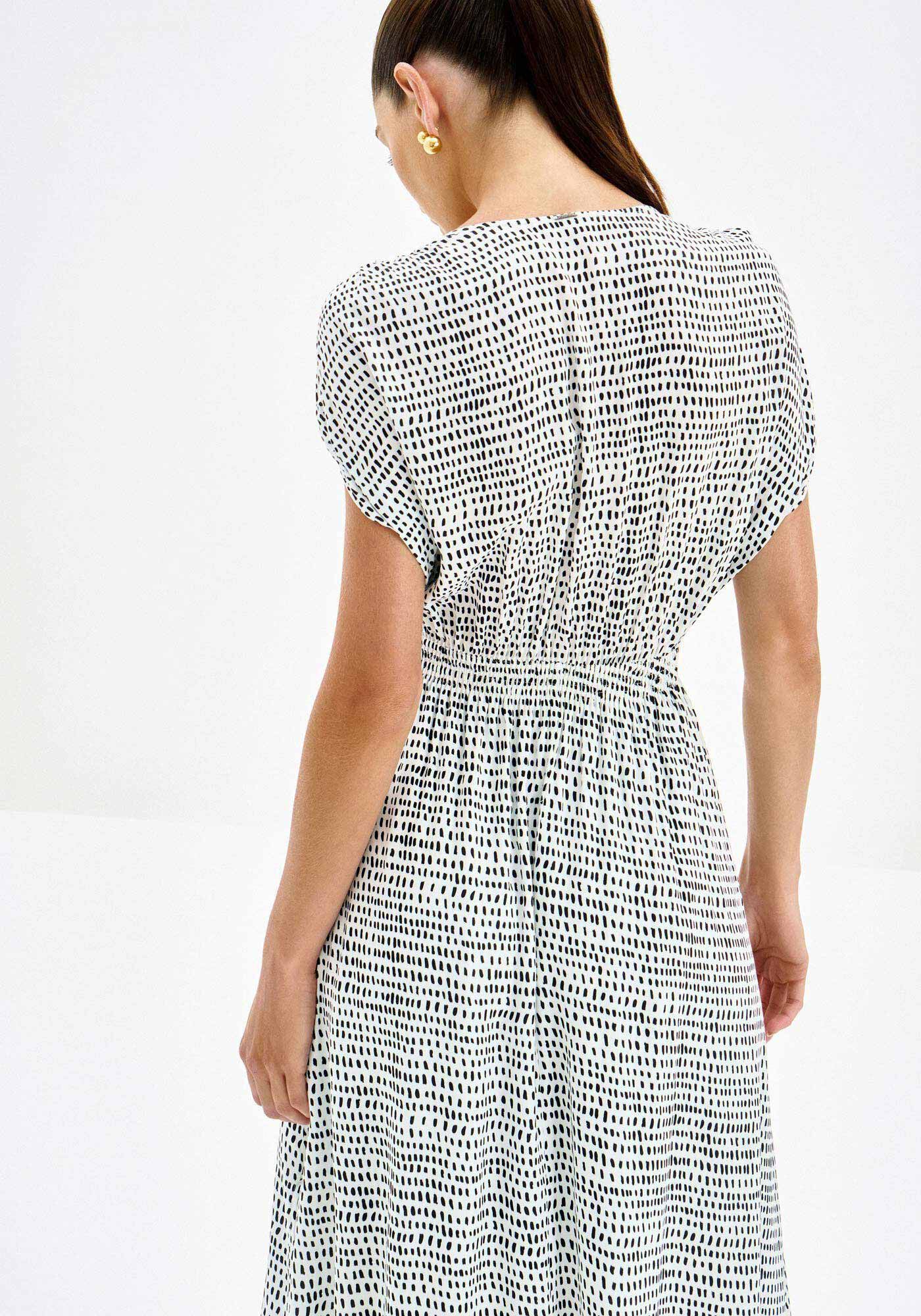 Vestido Midi Estampado em Viscose com El&aacute;stico, , large.