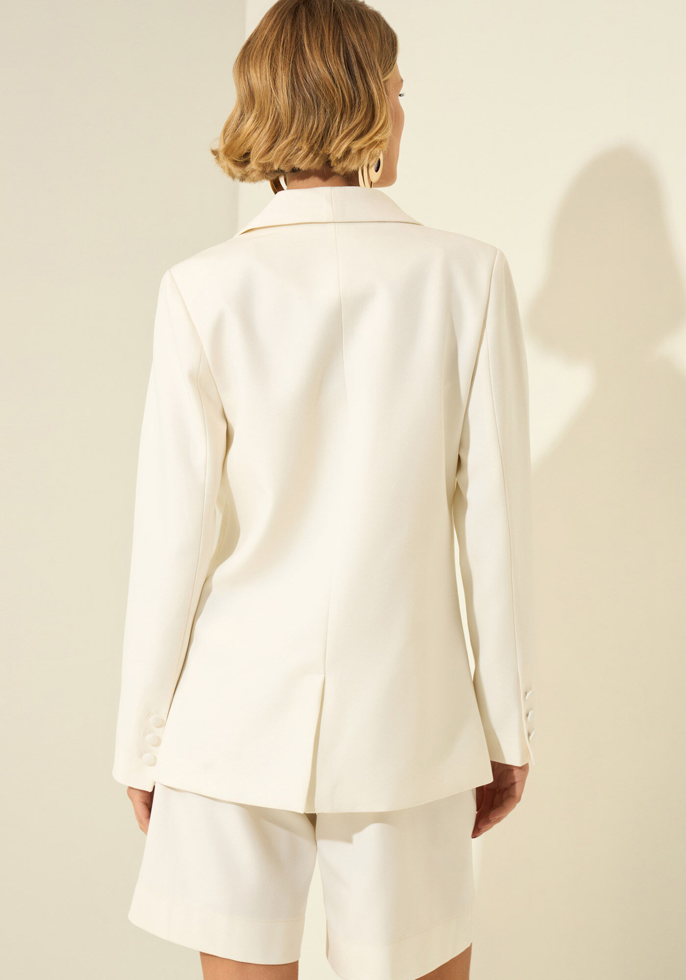 Blazer Feminino Com Gola Em Tecido Plano, BRANCO OFF WHITE, large.