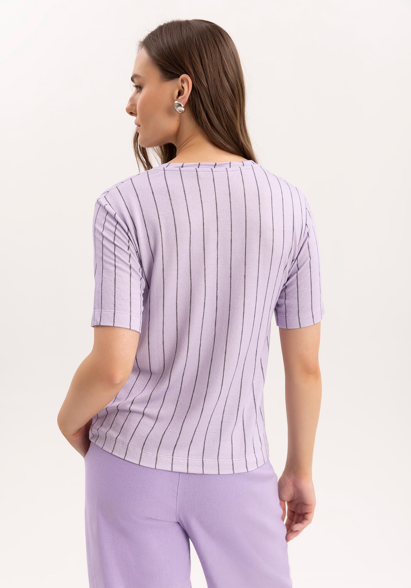 Blusa Estampada em Malha com Decote V, , large.