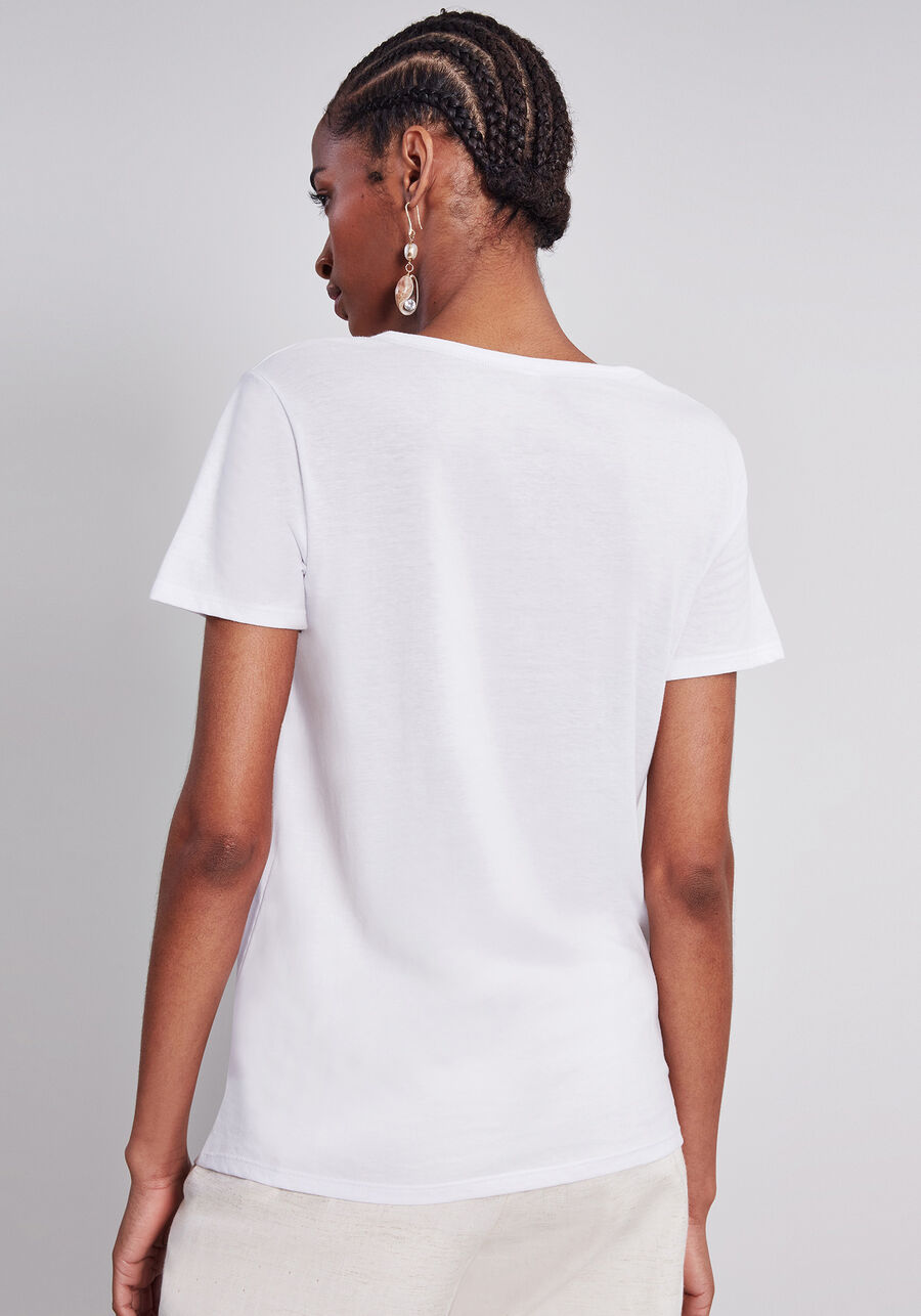 Blusa Estampa e Pérolas, BRANCO. Blusa Estampa e Pérolas, BRANCO, large.